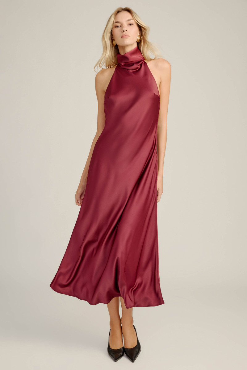 BARDOT Delphina Slip Midi Dress In Deep Plum outlook