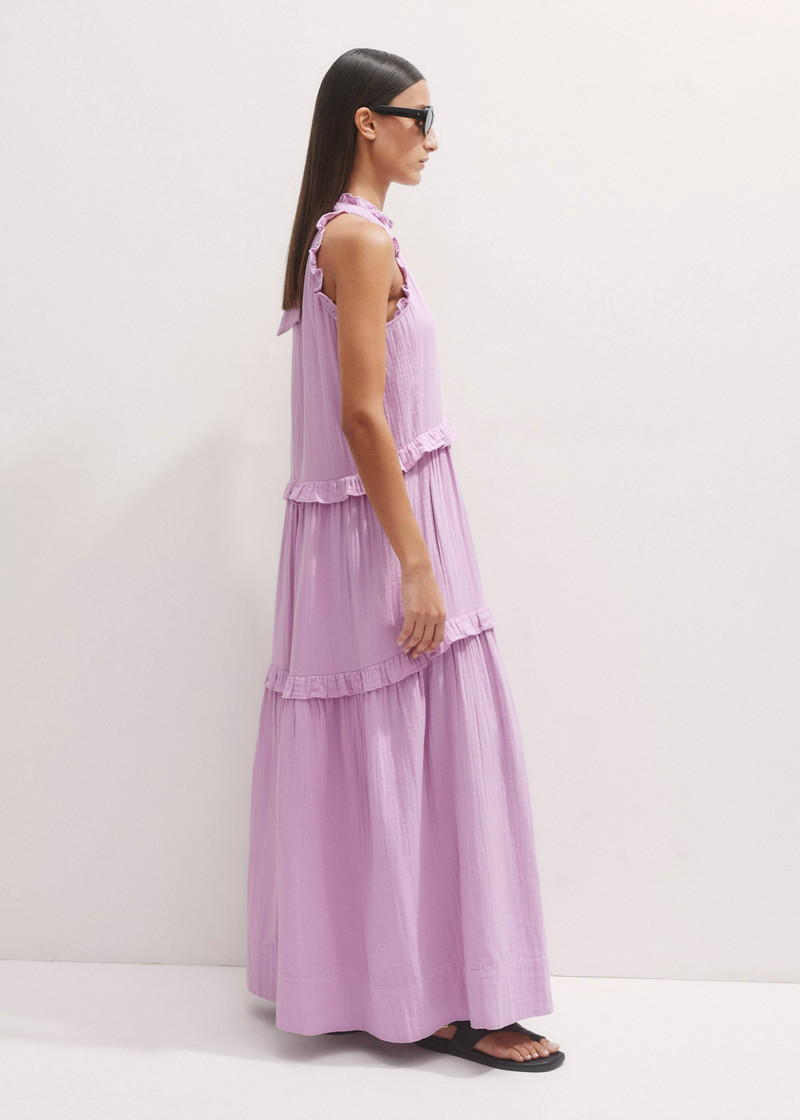 Cheesecloth Frill Full-Length Dress 6