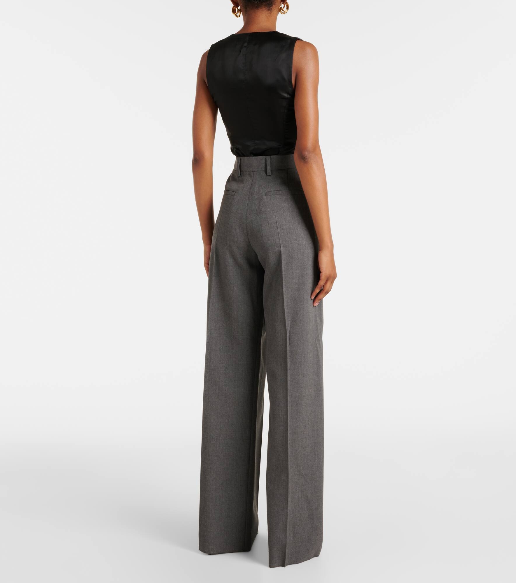 High-rise wool straight pants - 3