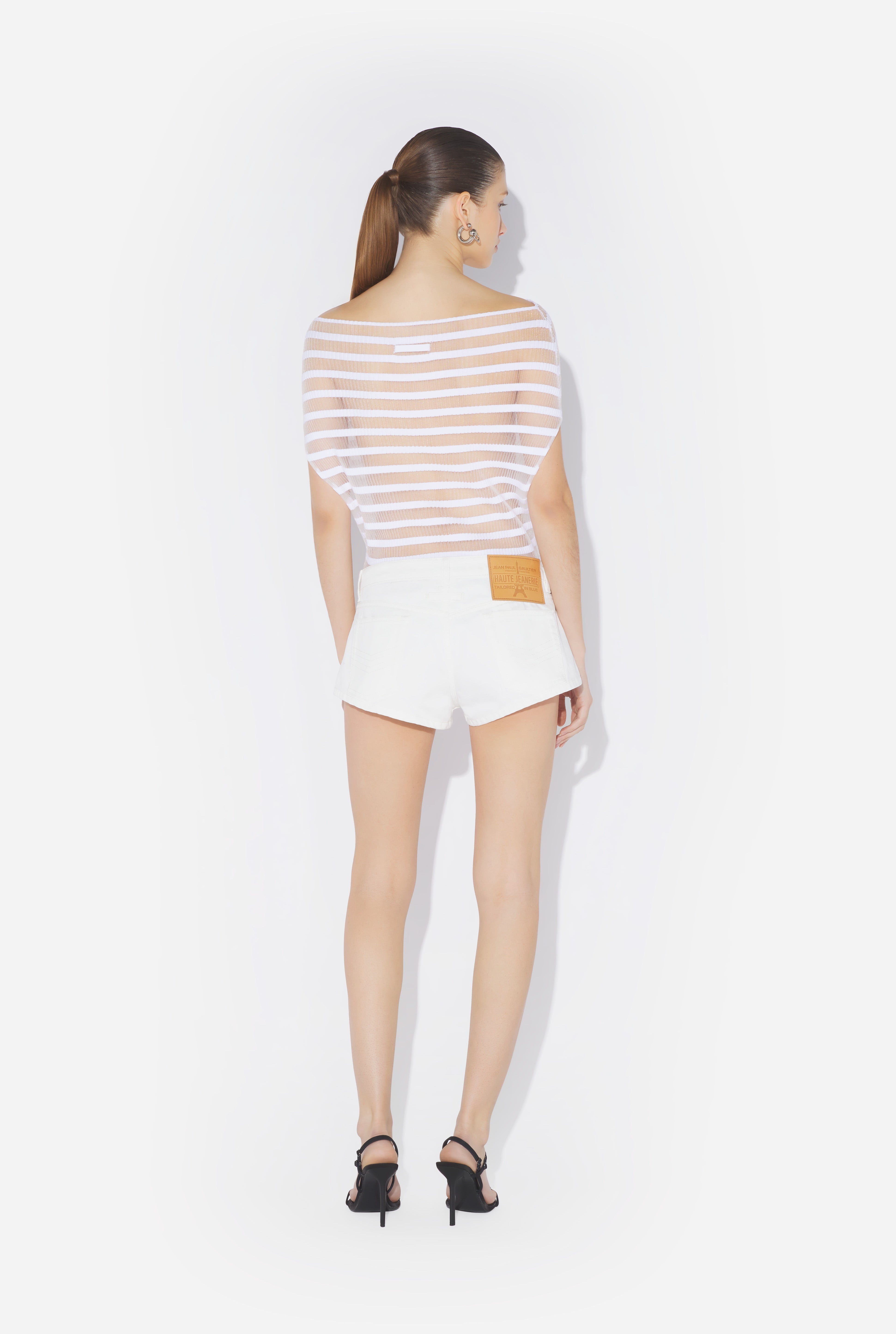 THE BUTTONED WHITE DENIM SHORTS - 2