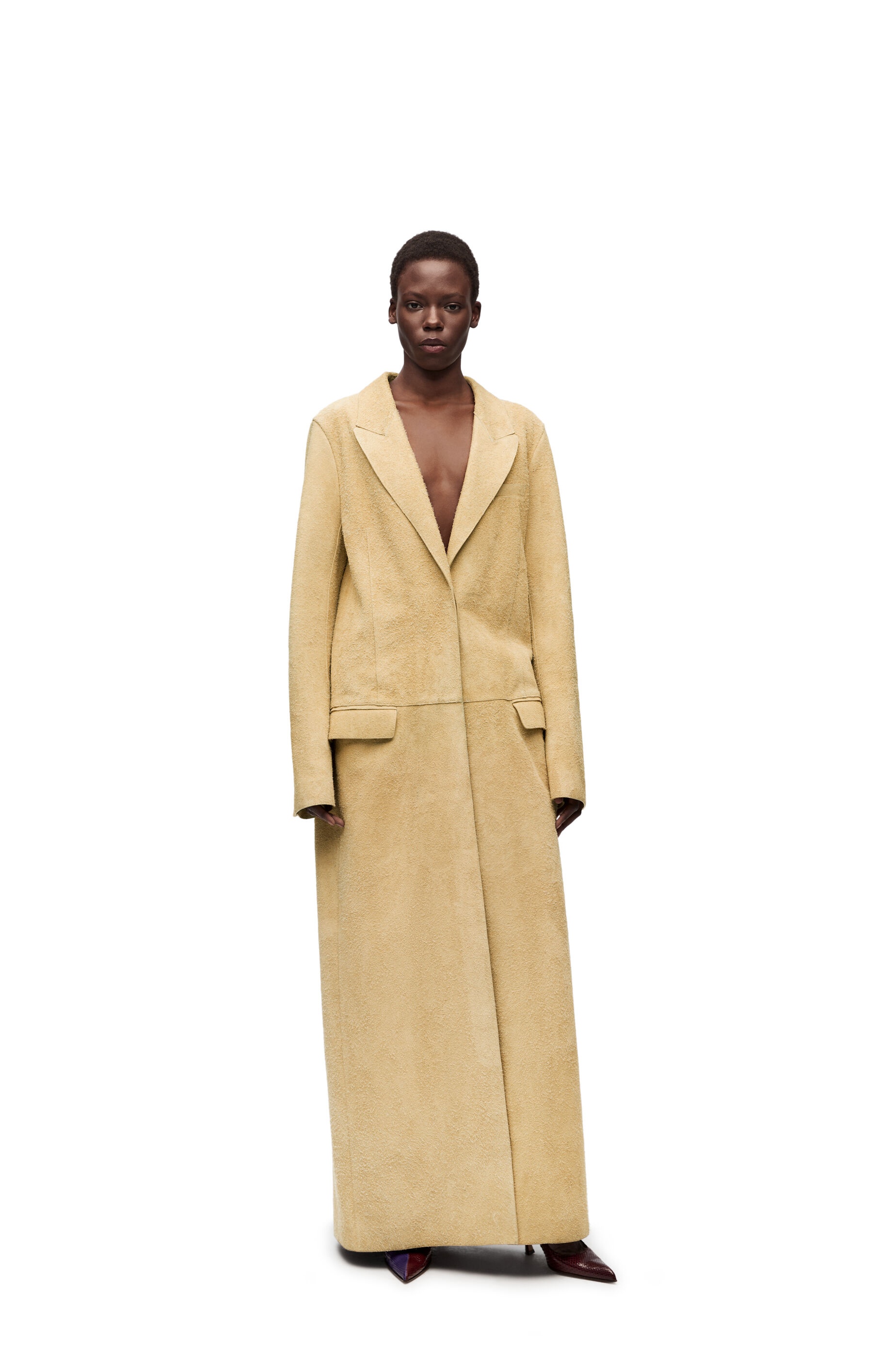 Tailored coat in suede calfskin - 3