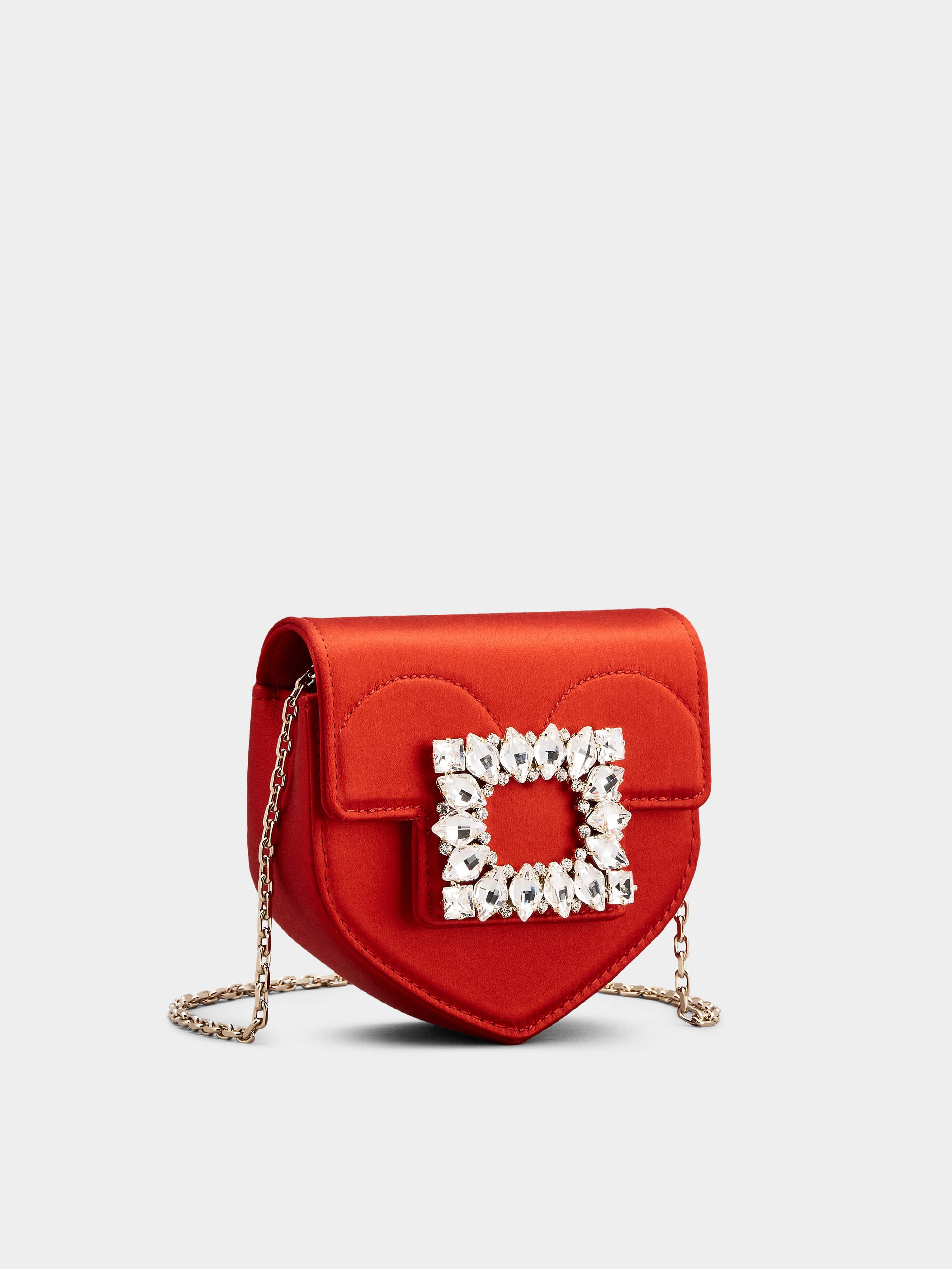 Clutch Love Strass Buckle Micro Clutch Bag in Satin - 3