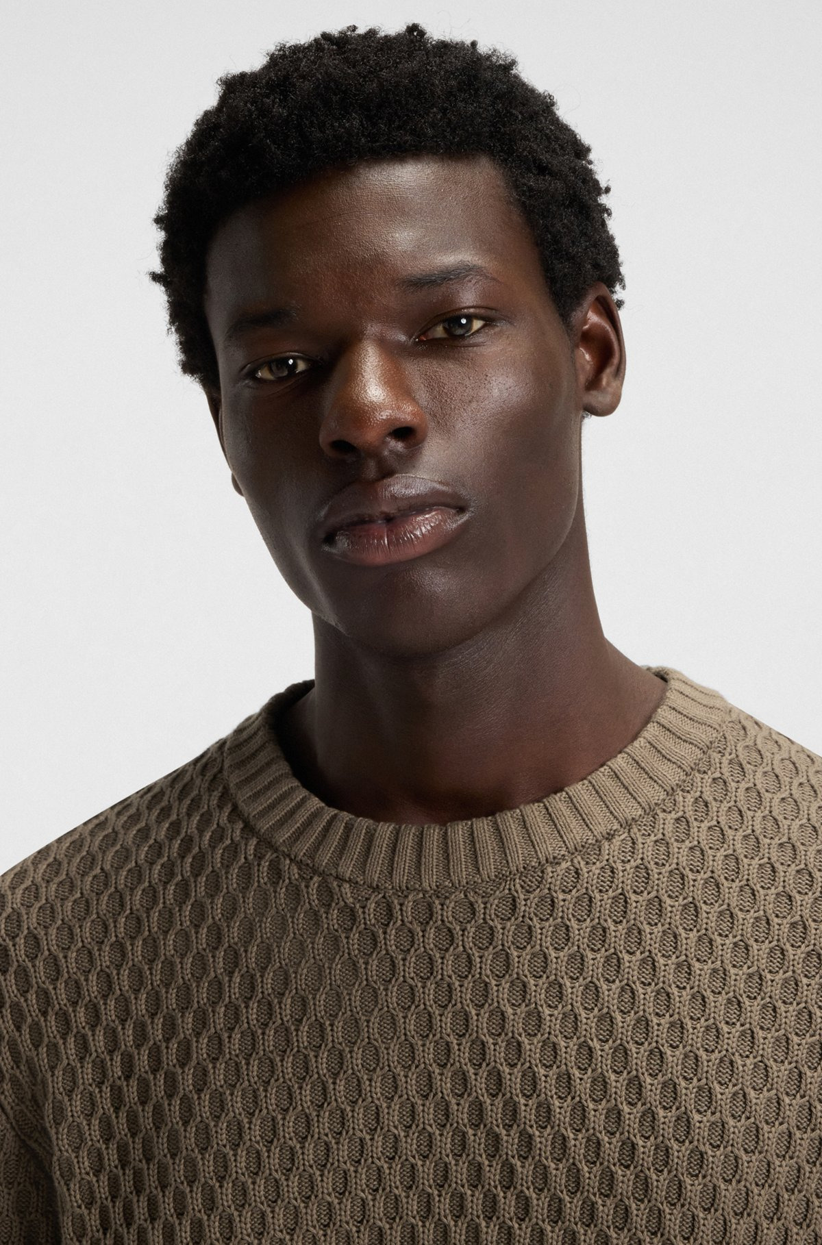 COTTON SWEATER WITH 3D KNIT STRUCTURE - 3