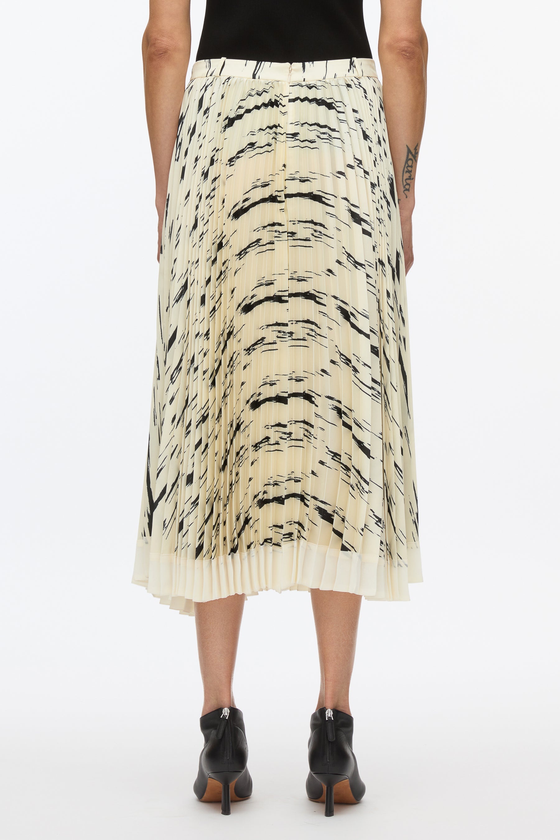Abstract Wood Grain Pleated Skirt - 4