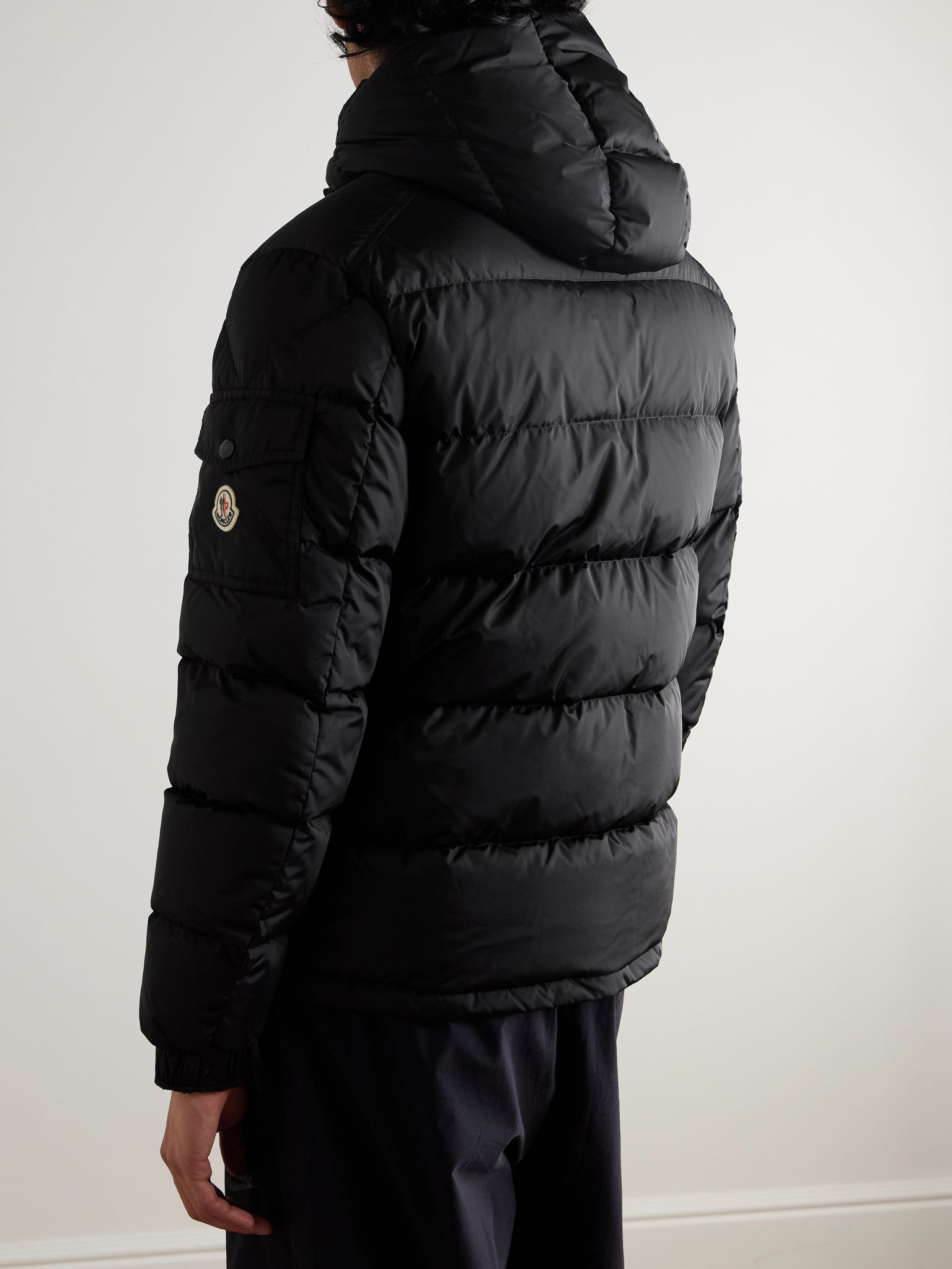 Maya Logo-Appliquéd Quilted Shell Hooded Down Jacket Black - 3