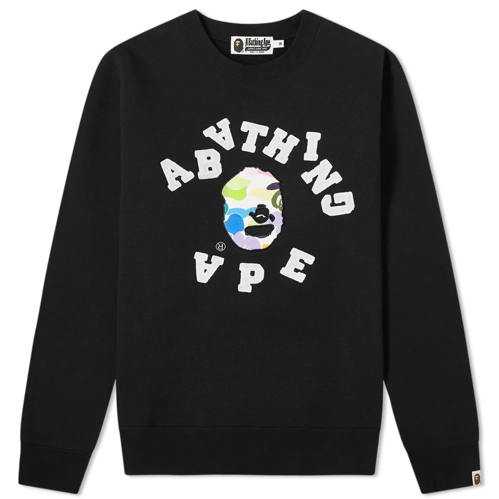 A Bathing Ape Multi Camo Embroidery Heavyweight Crew Sweat - 1