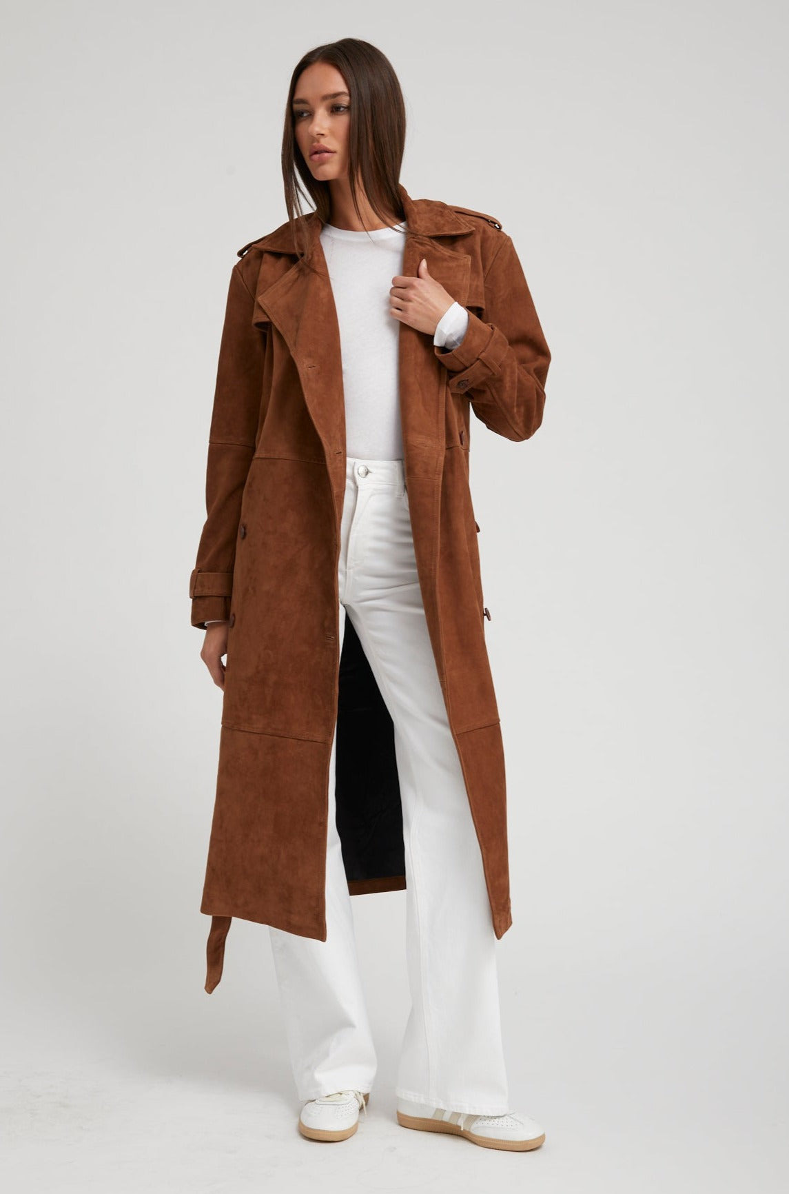 BELLE DE JOUR COGNAC SUEDE TRENCH - 3
