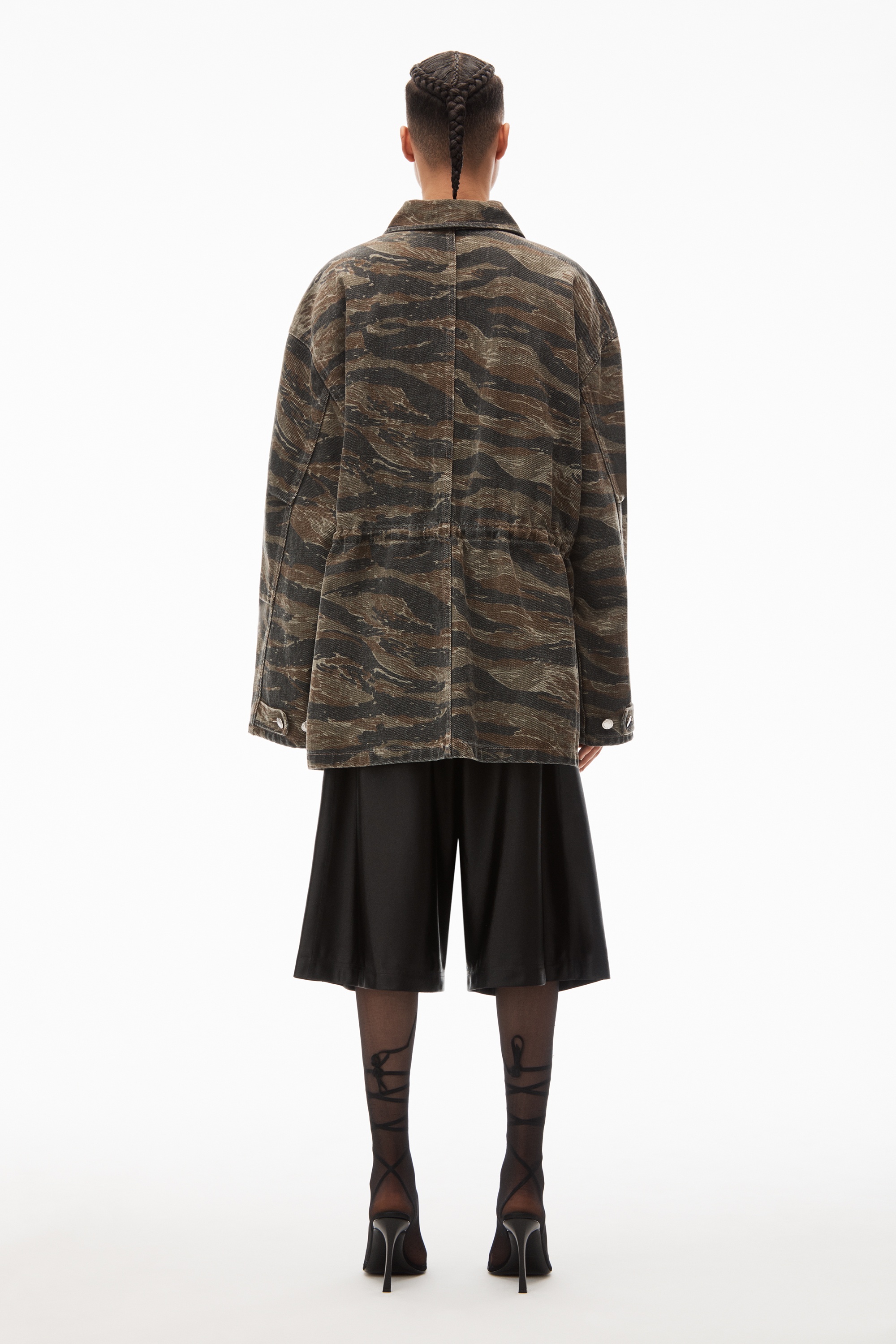 camo cinched waist jacket in denim - 5