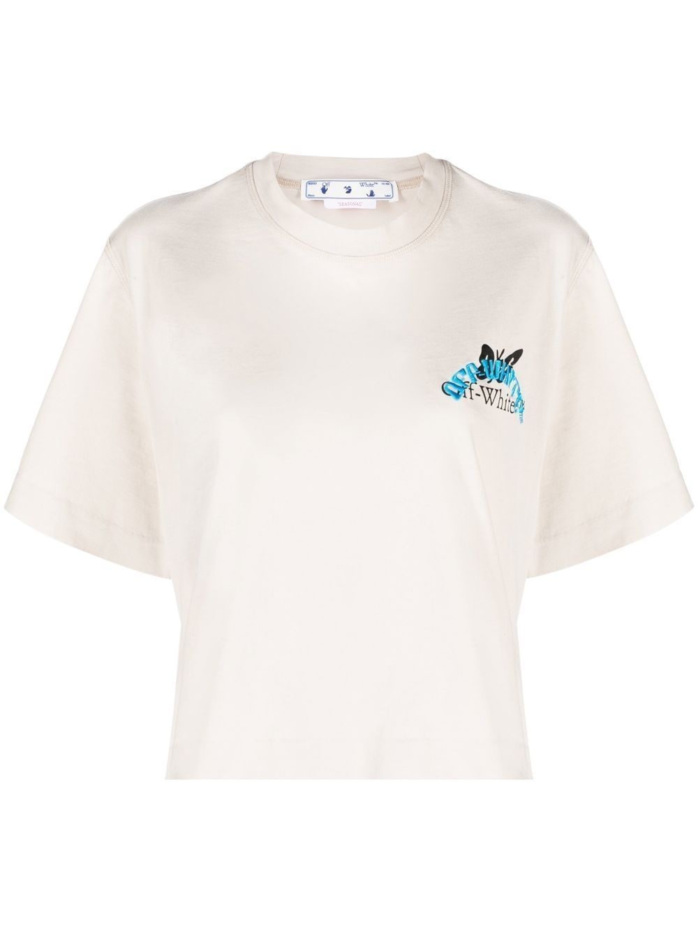 butterfly-print cropped T-shirt - 1