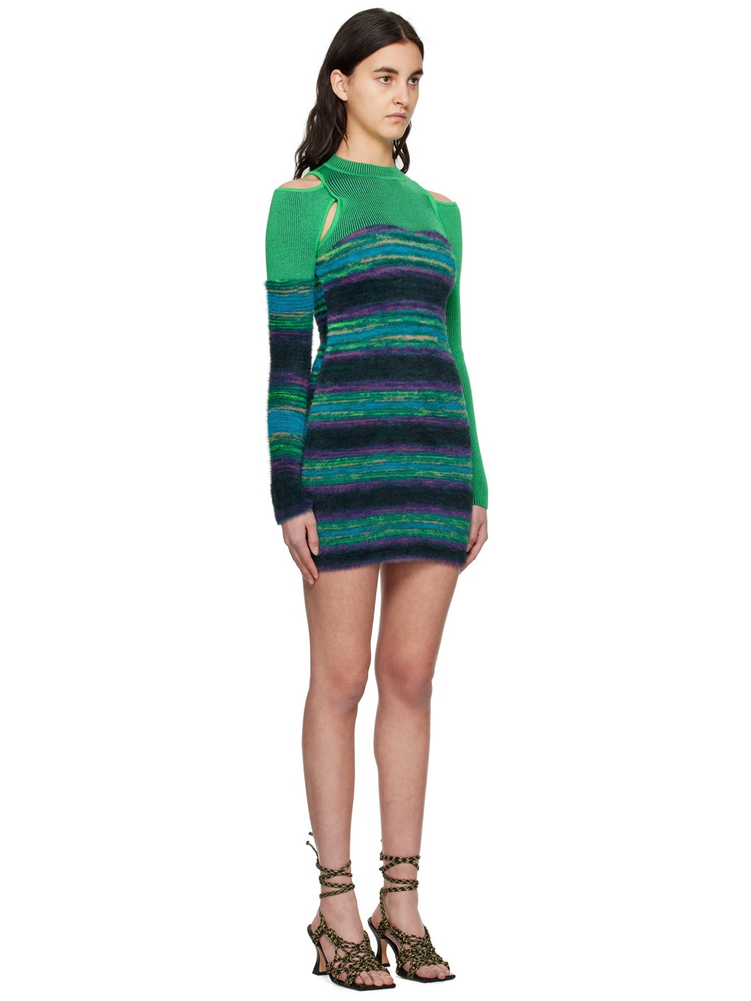 Green Paneled Minidress - 2
