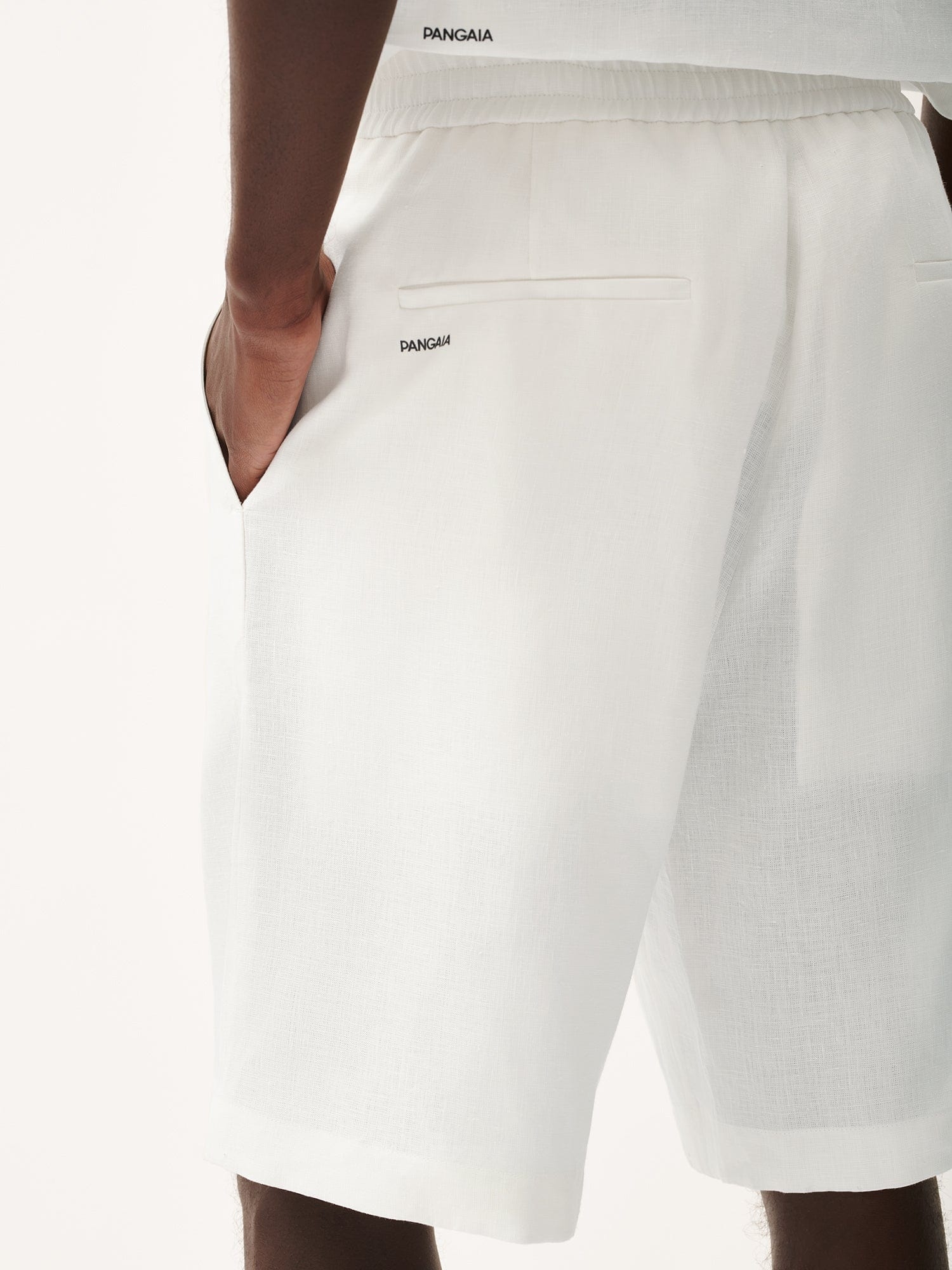 Mens DNA Aloe Linen Long Shorts - Off-White - 4