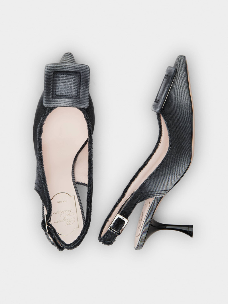 Viv' in The City Slingback Pumps in denim 4