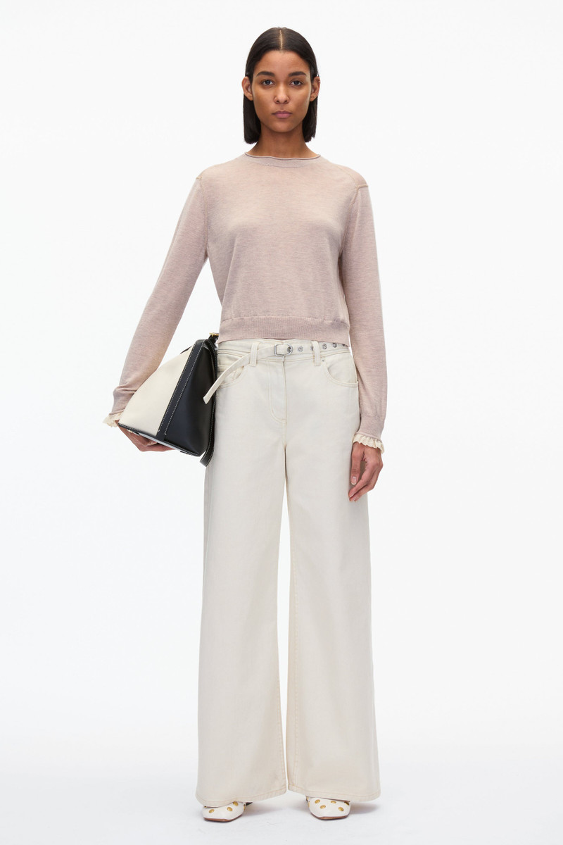 3.1 Phillip Lim Layered Wool Silk Crew Sweater w Chiffon Cuff outlook