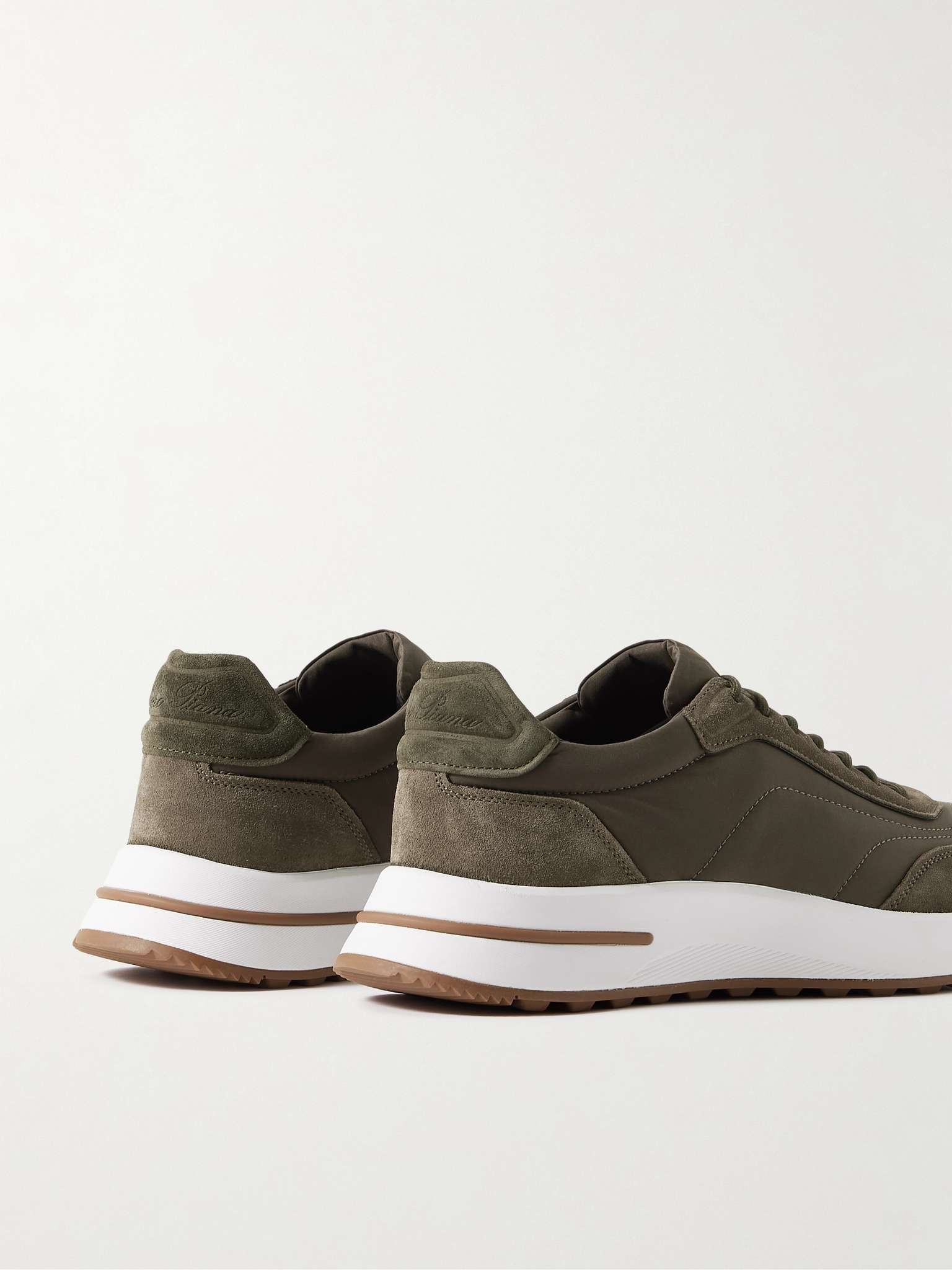 Loro Piana Weekend Walk Suede-Trimmed Shell Sneakers | REVERSIBLE
