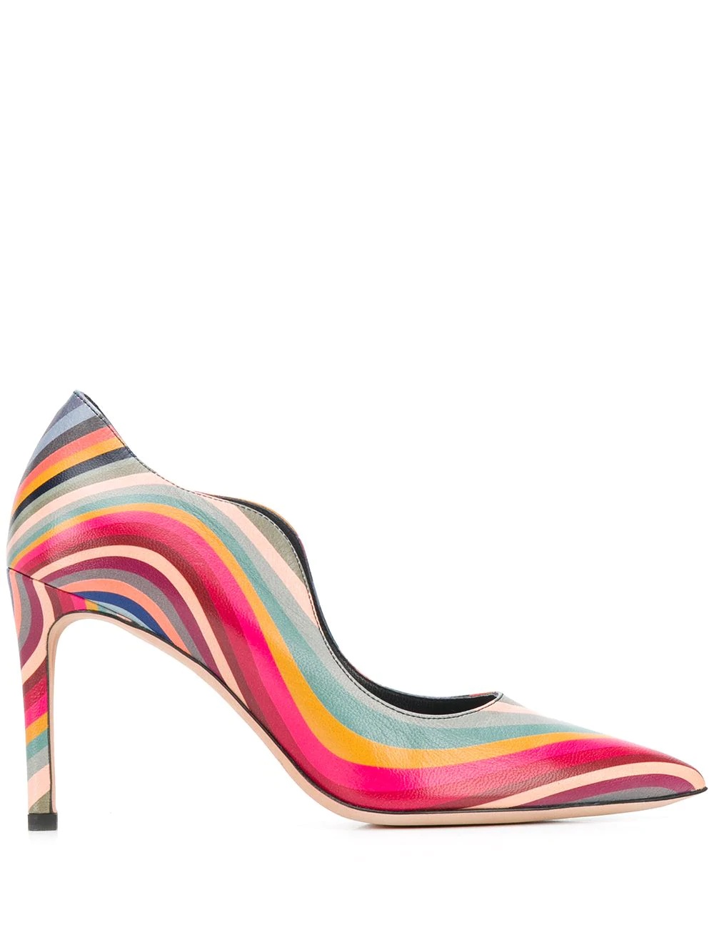 striped-print 95mm pointed-toe pumps - 1