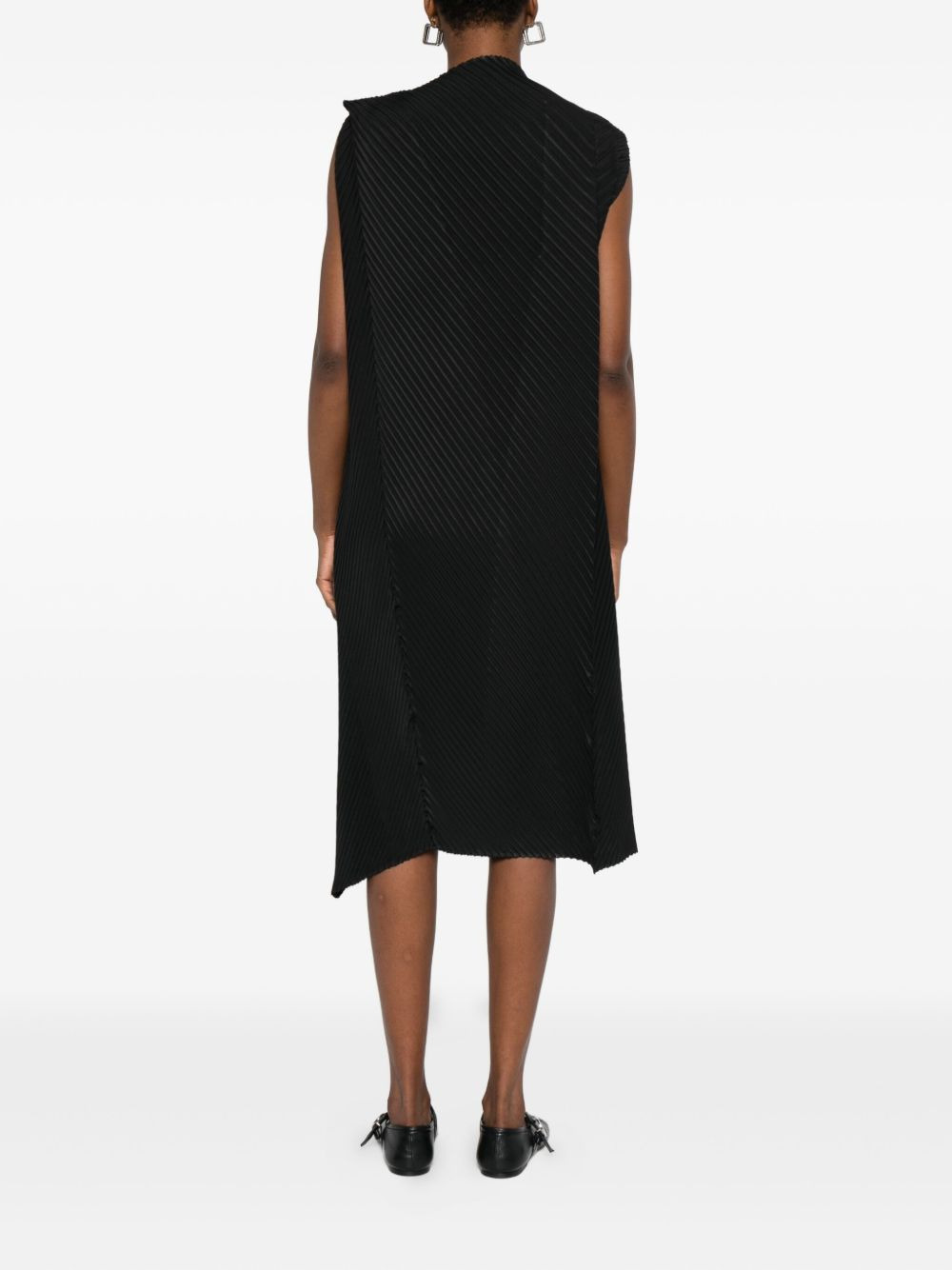 pleated sleeveless asymmetrical dress - 4
