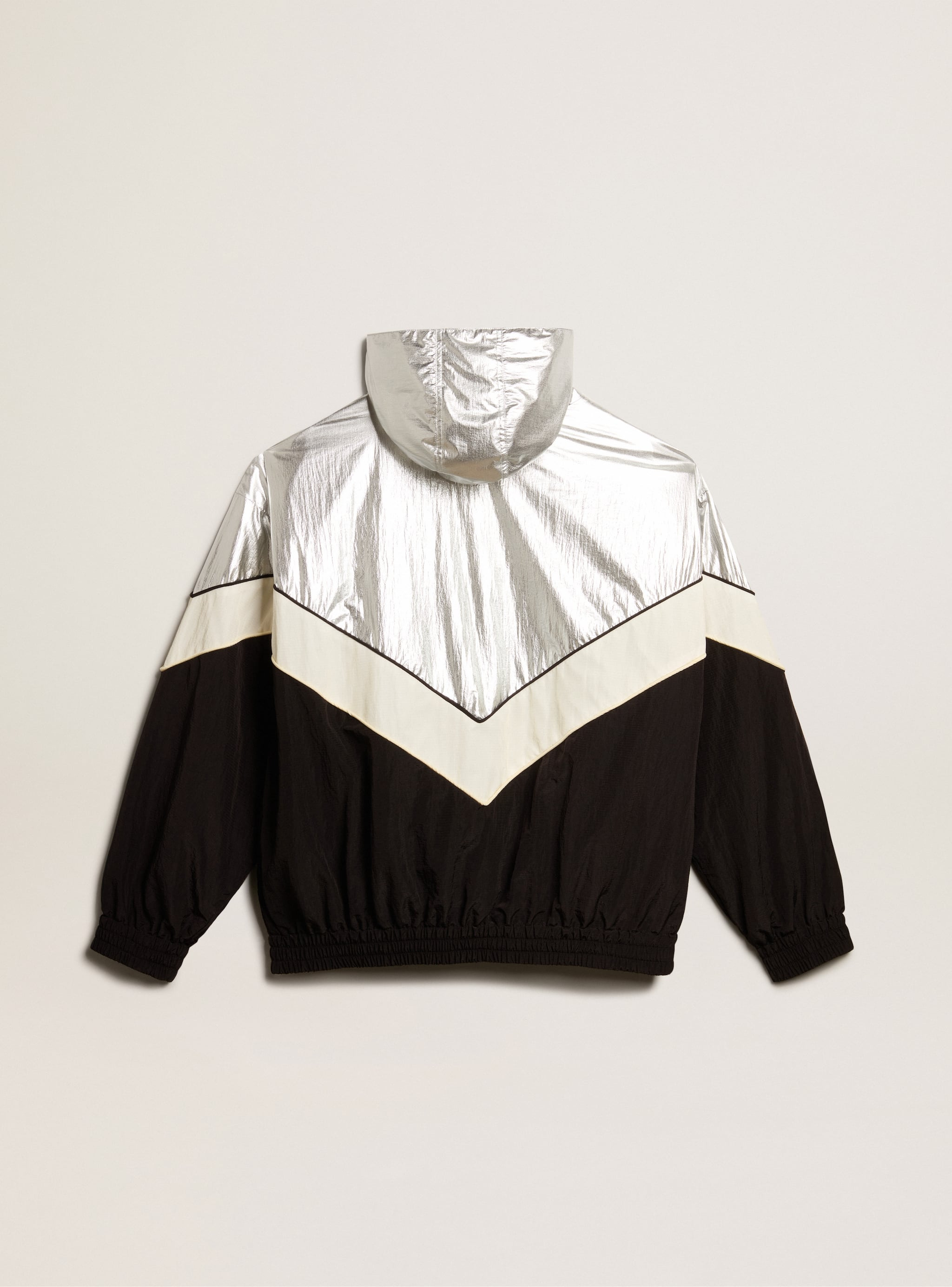 Men's windcheater in silver and black technical fabric - 5