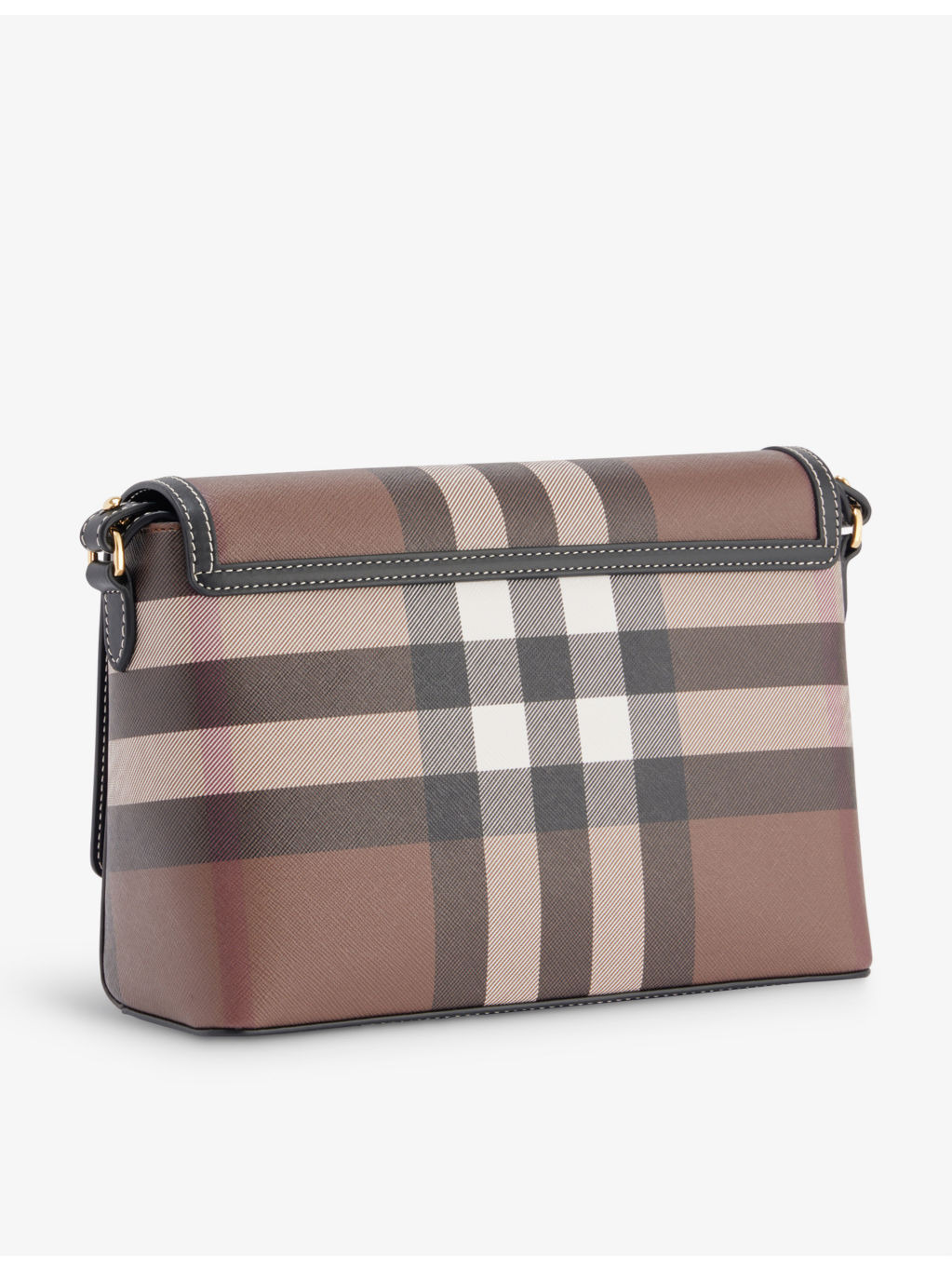 Note check-print coated cotton shoulder bag - 3