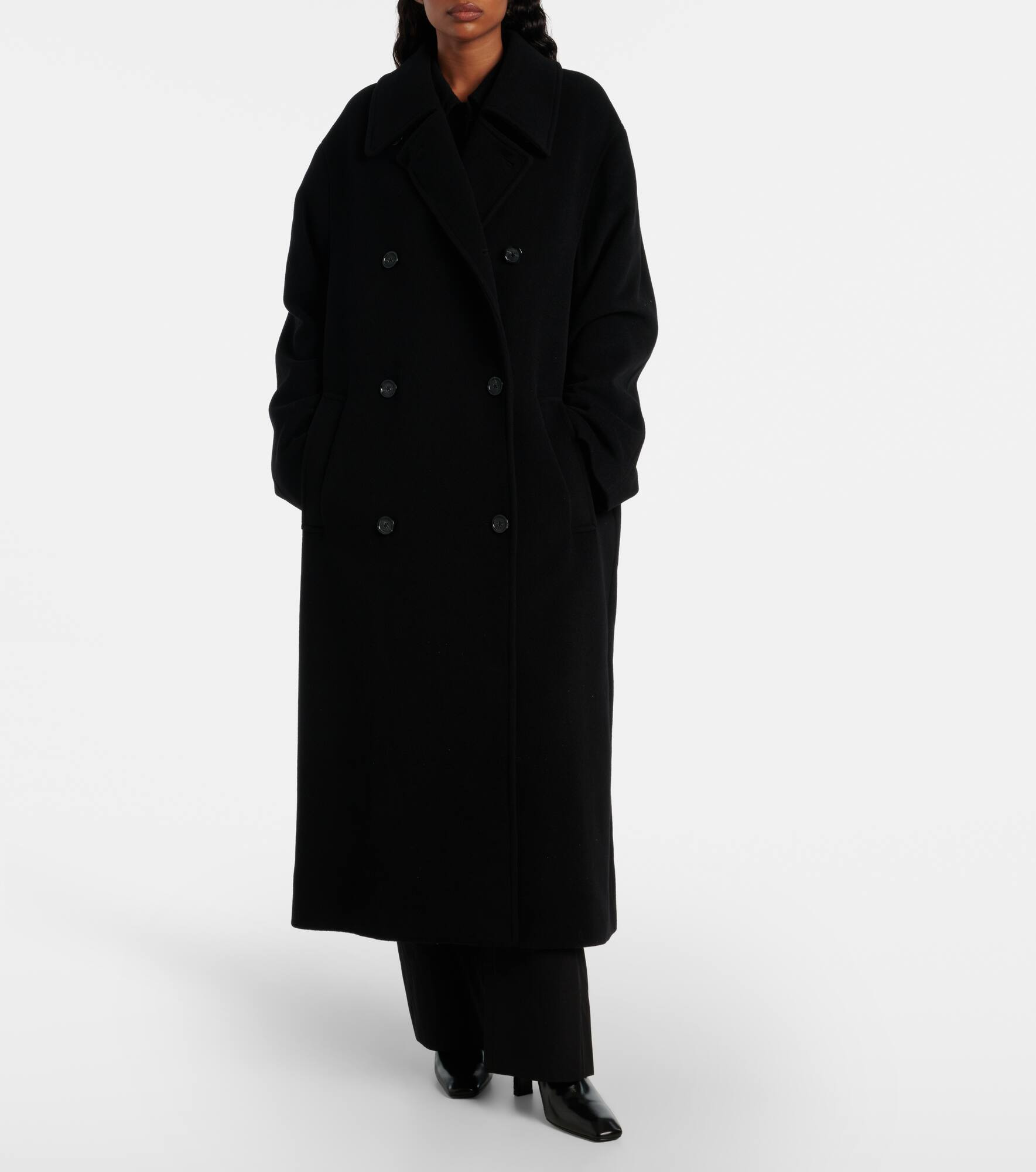 Double-breasted wool-blend coat - 6