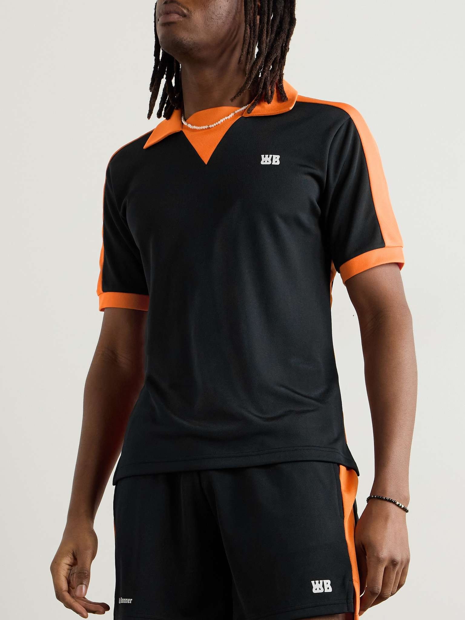 Slim-Fit Logo-Appliquéd Two-Tone Tech-Jersey Polo Shirt - 3