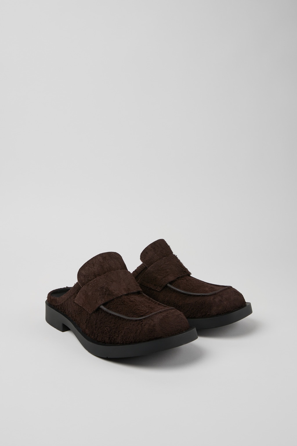 Brown Nubuck Slide Loafers - 2