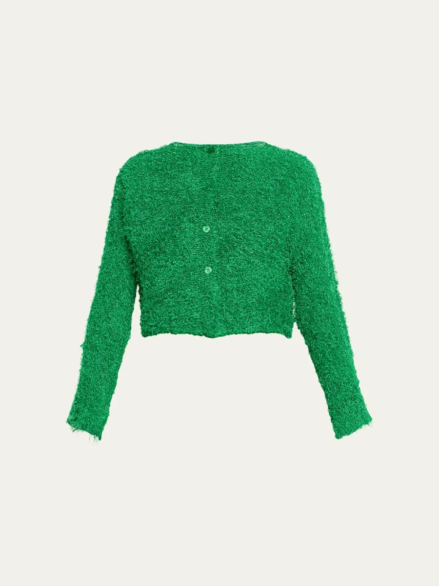 Shifted Fuzzy Pleated Cardigan - 1