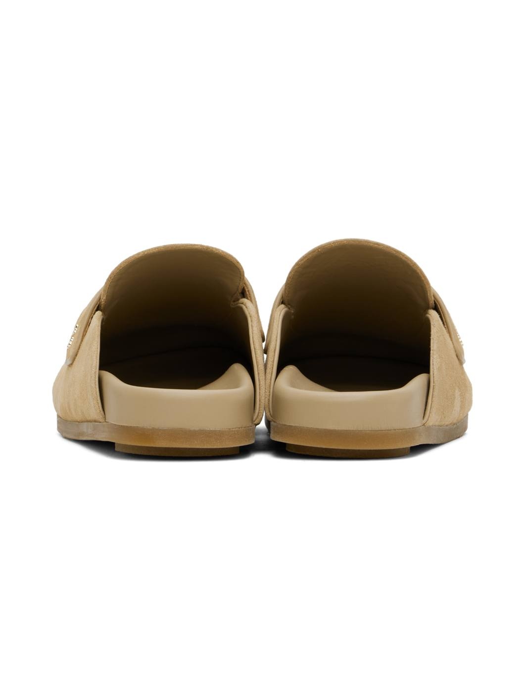 Max Mara Beige Soft Suede Mules | REVERSIBLE