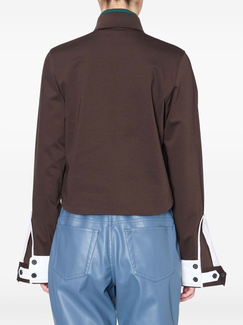 contrast-panel collar polo top - 2