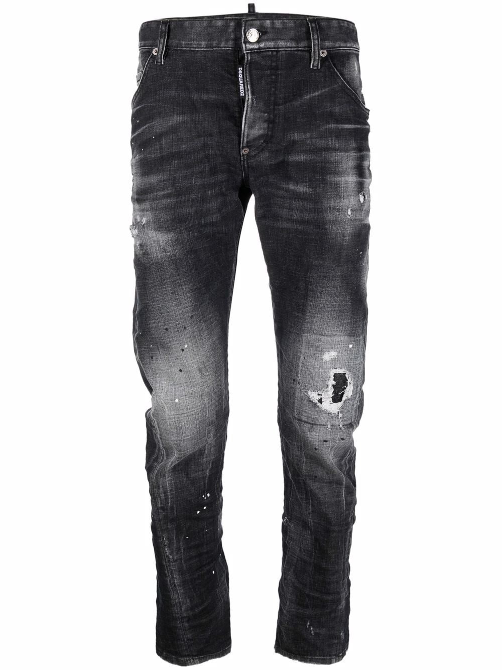 distressed slim-cut jeans - 1