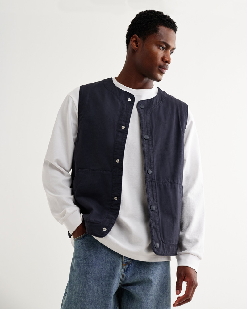 Wax London Jedd - Navy Organic Cotton Ripstop Gilet outlook