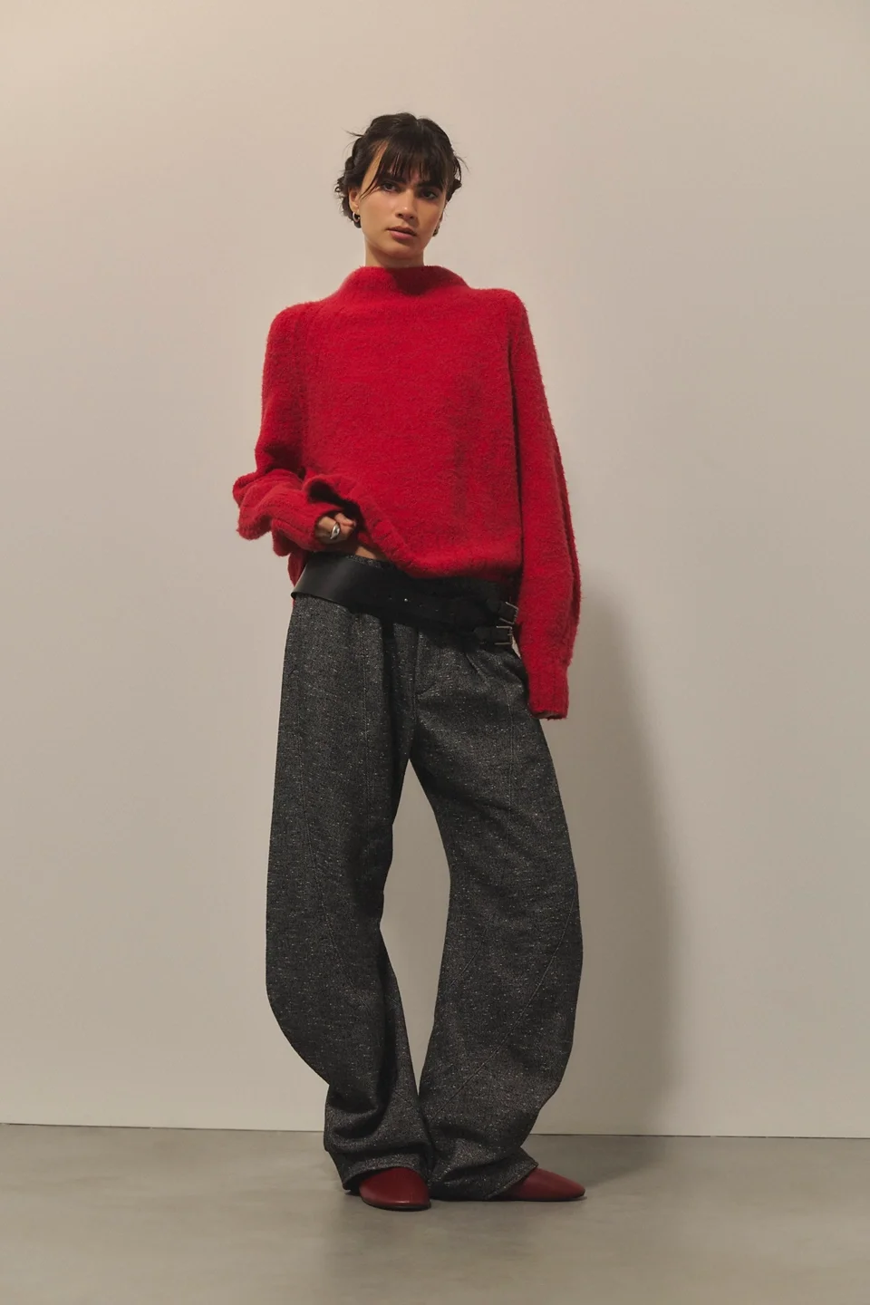 Crowd Pleaser Twisted Wool Blend Pull-On Pants - 1