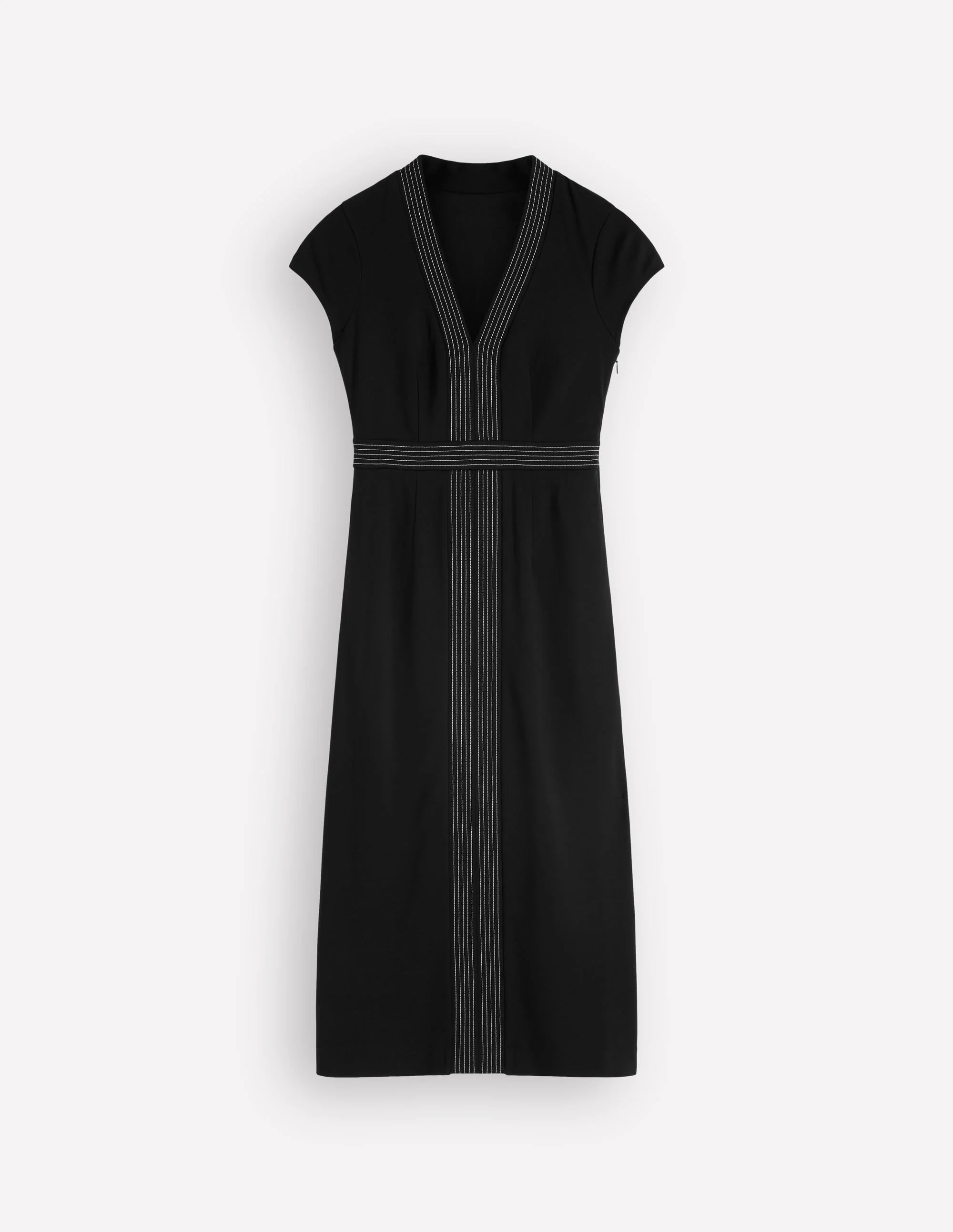 Topstitch Ponte Work Dress-Black - 1