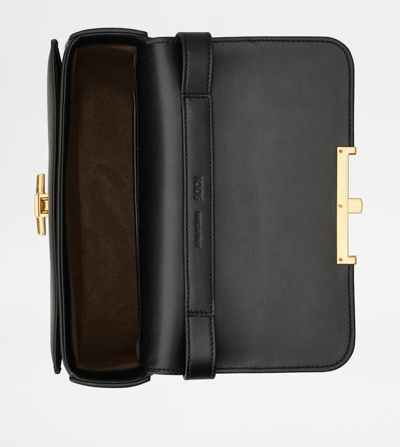 T TIMELESS CROSSBODY BAG IN LEATHER MICRO - BLACK 4