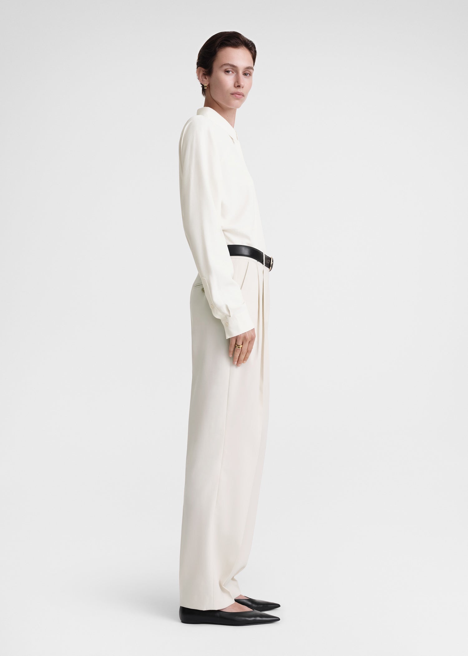 Paneled silk shirt snow - 3