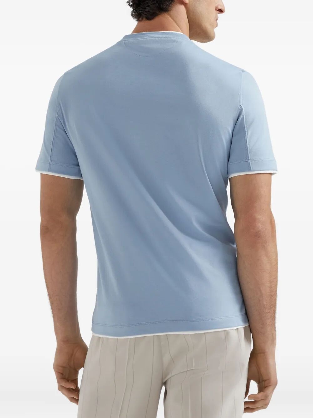 Cotton Jersey Crew Neck T-Shirt With Faux-Layering - 4