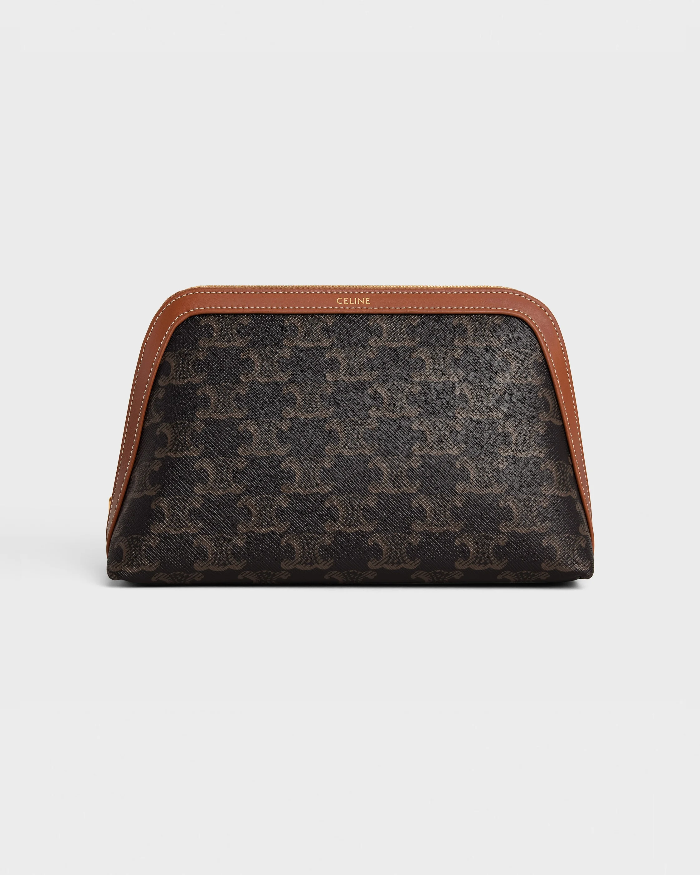 MEDIUM COSMETIC POUCH IN TRIOMPHE CANVAS AND CALFSKIN - 1