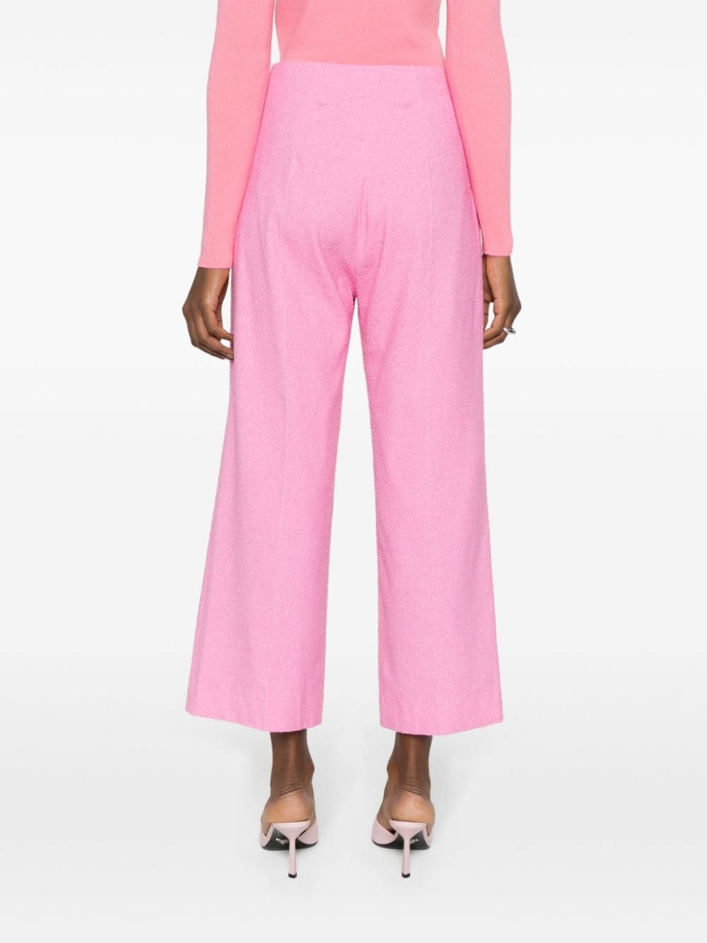 towelling-finish straight-leg trousers - 4
