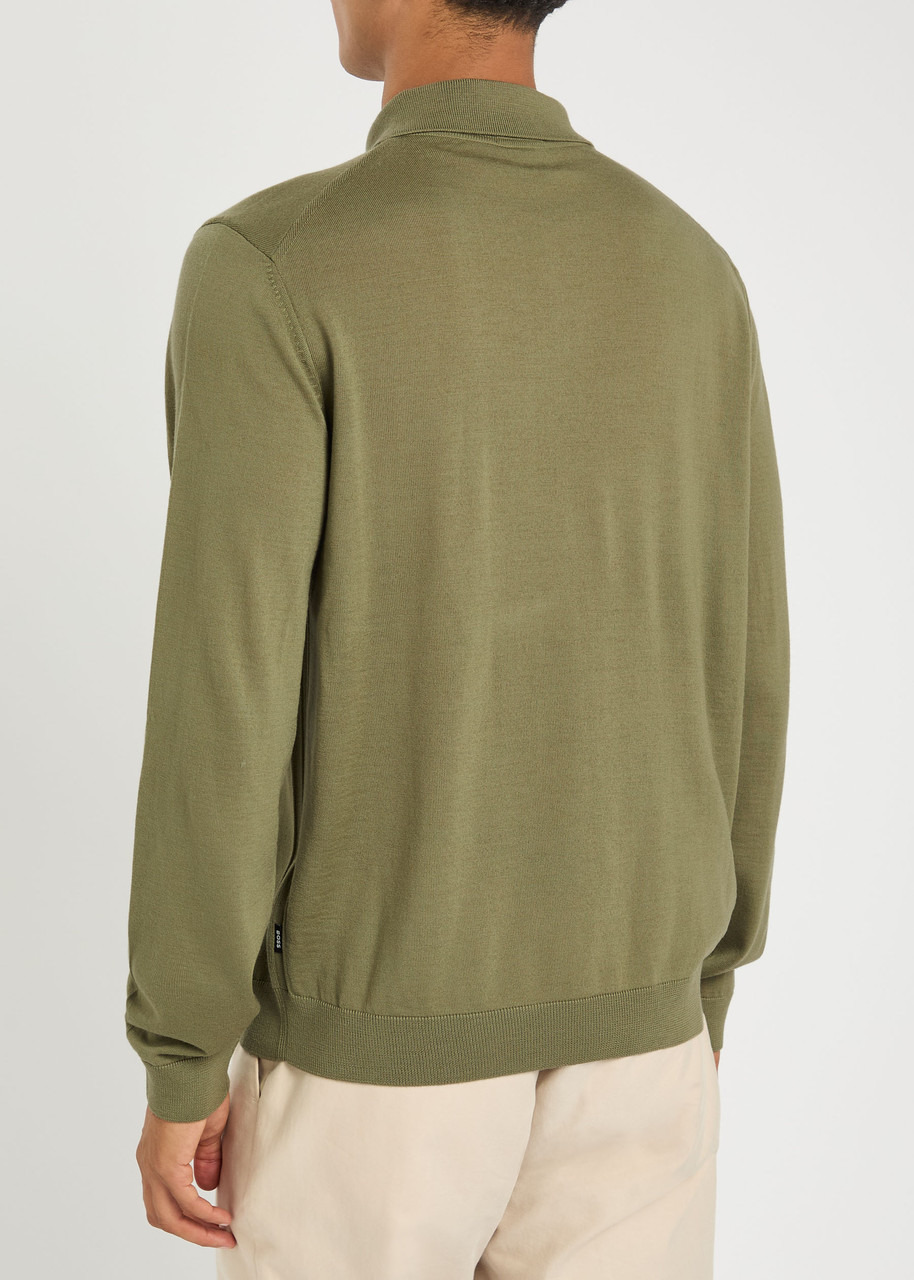 Boss Lancione Wool Polo Jumper - 3