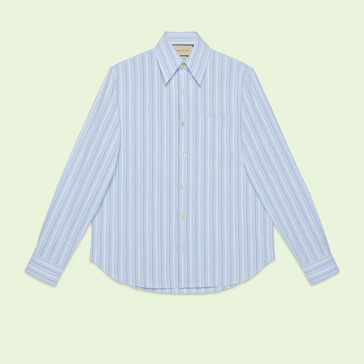Striped cotton shirt with embroidery - 1