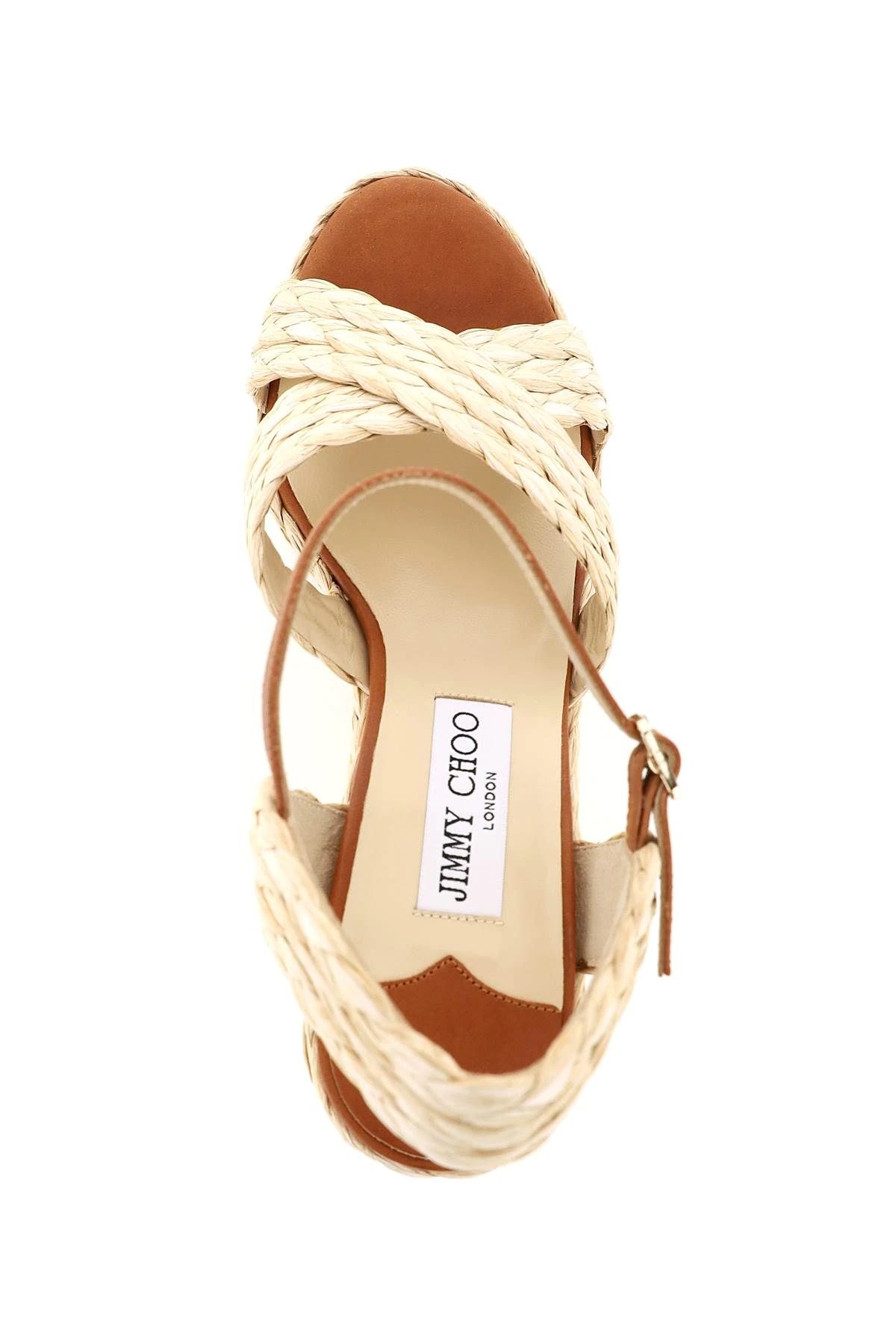 WOVEN RAFFIA DELLENA 100 WEDGE SANDALS - 3