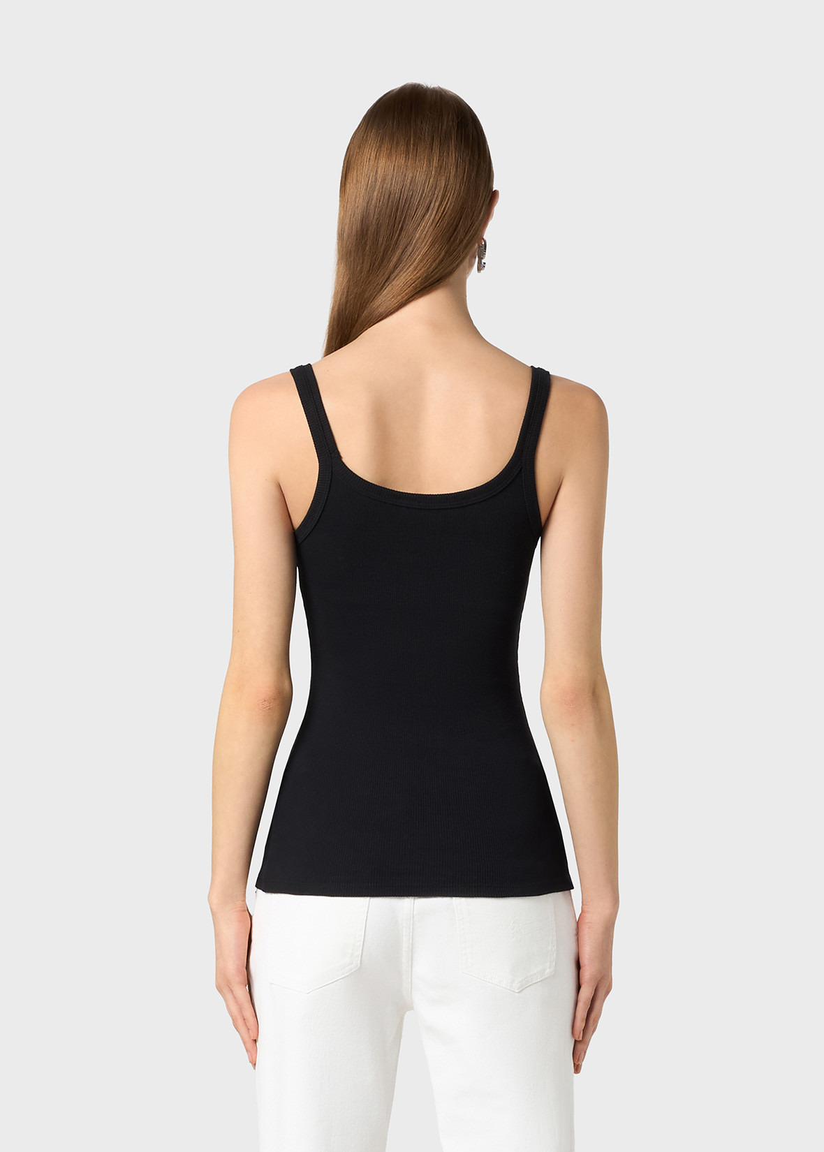RIBBED TOP WITH BLUMARINE RHINESTONE EMBROIDERY - 4