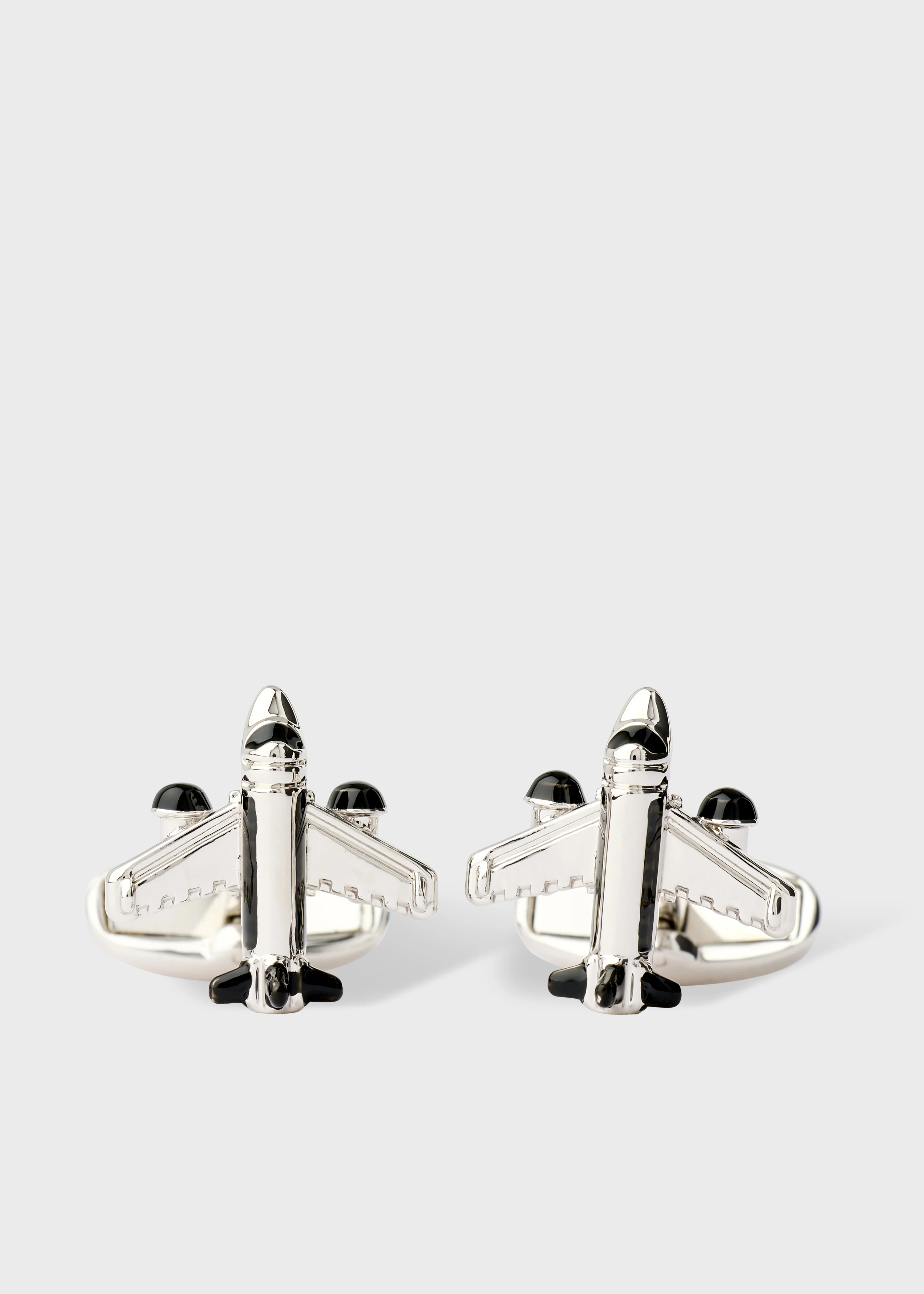 Black and Silver 'Aeroplane' Cufflinks - 1