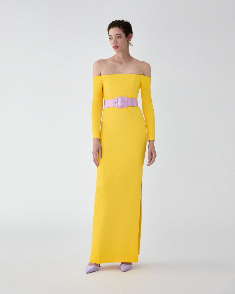 CAROLINA HERRERA Off-Shoulder Gown with Belt outlook