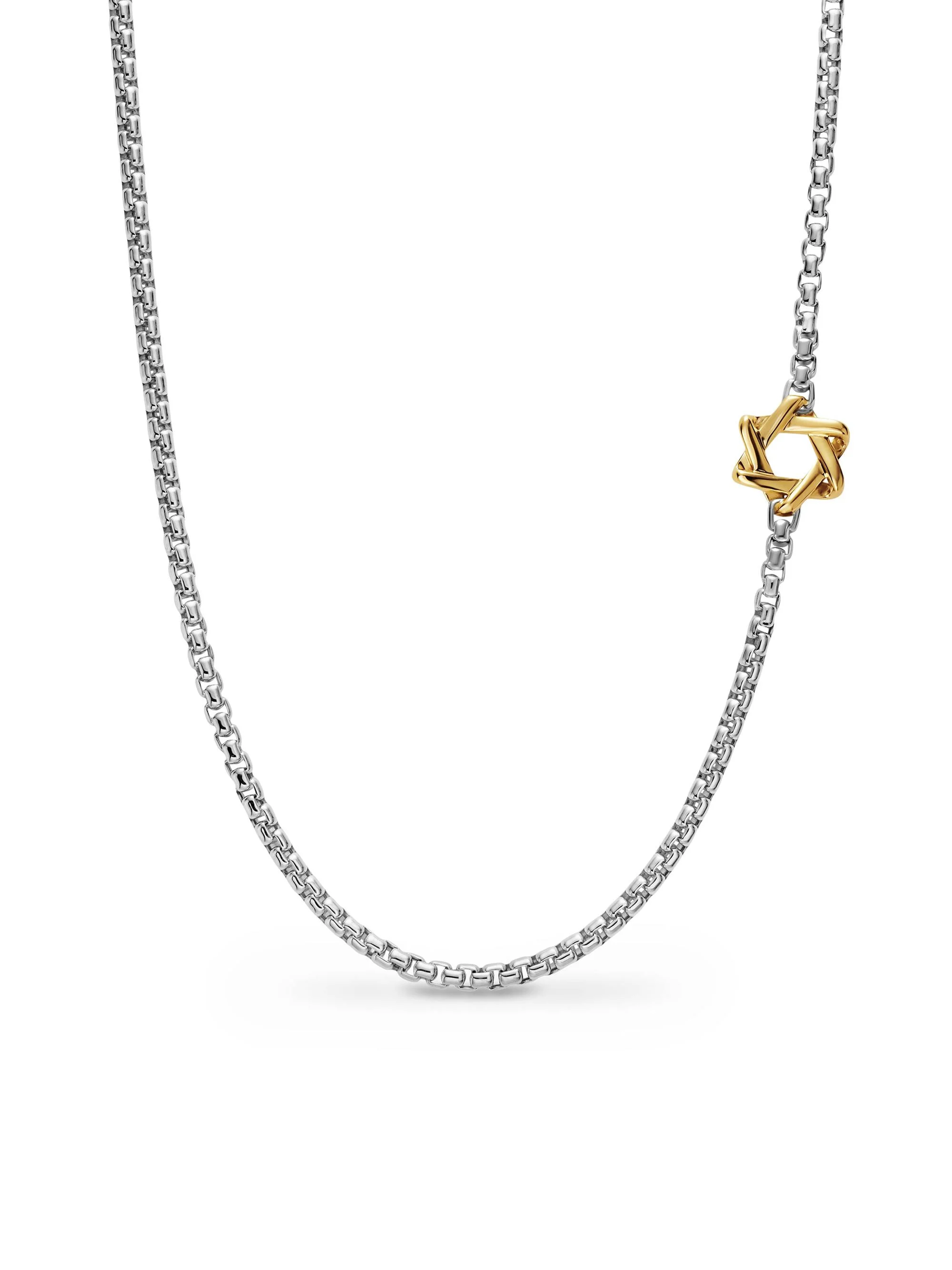 Men's Star of David Station Necklace in Sterling Silver - Silver - 1