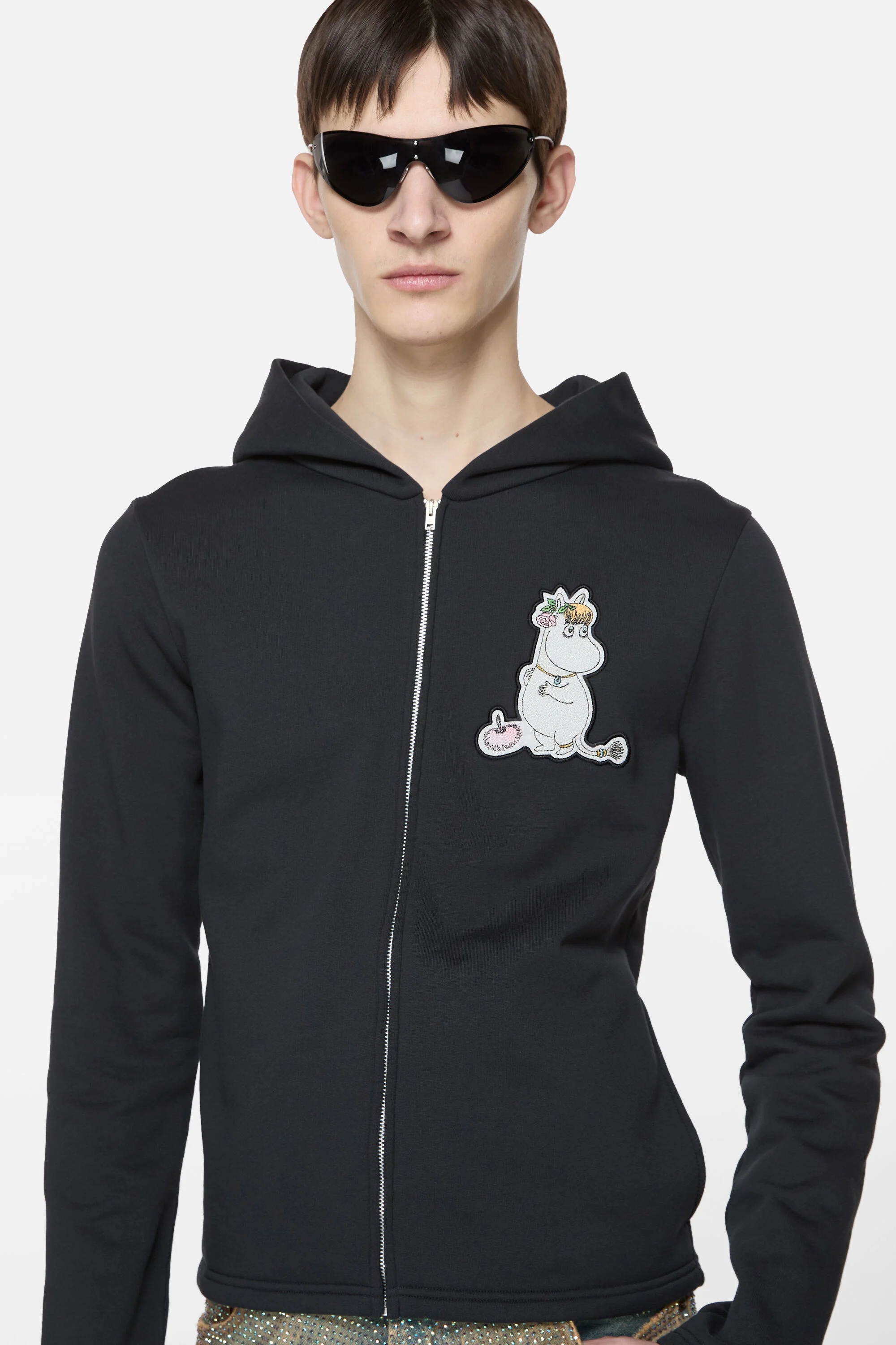 Hooded zipper sweater - Black - 4