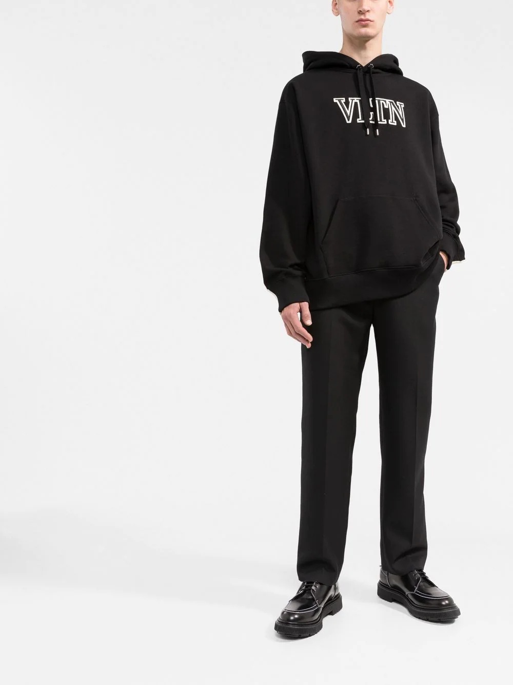 logo-print cotton hoodie - 2