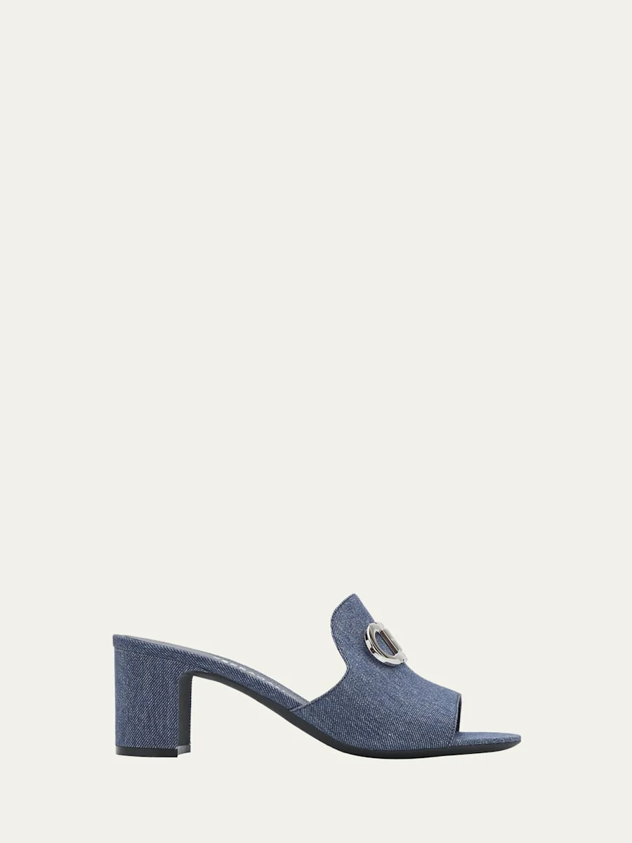 55mm Rexy Denim Mule Sandals - 1