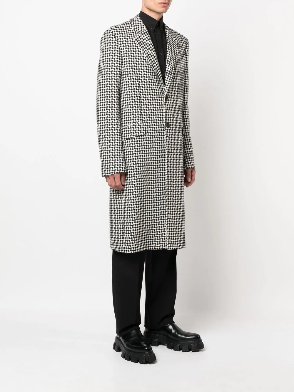 houndstooth single-breasted coat - 3