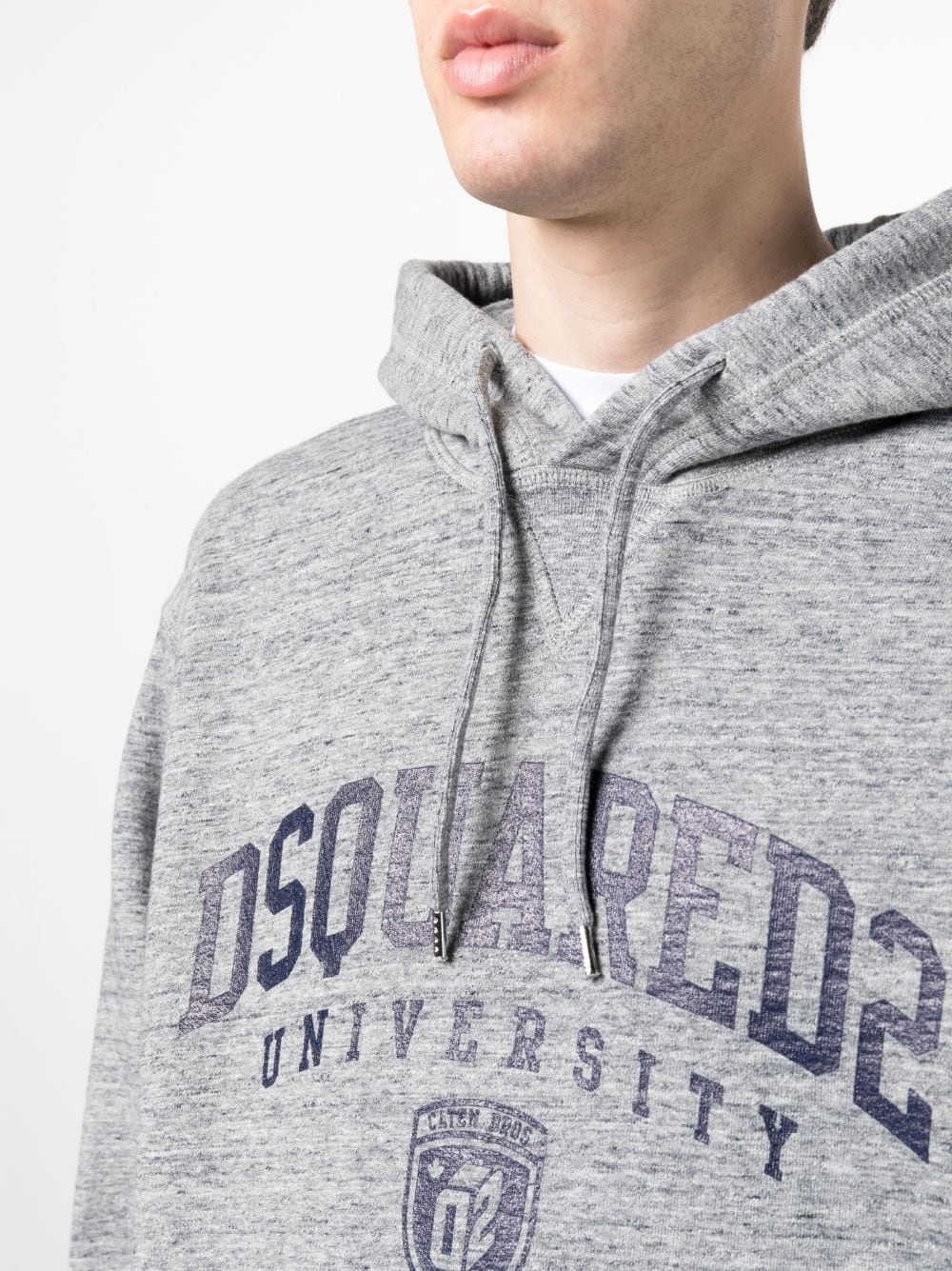 logo-print mélange-effect hoodie - 5