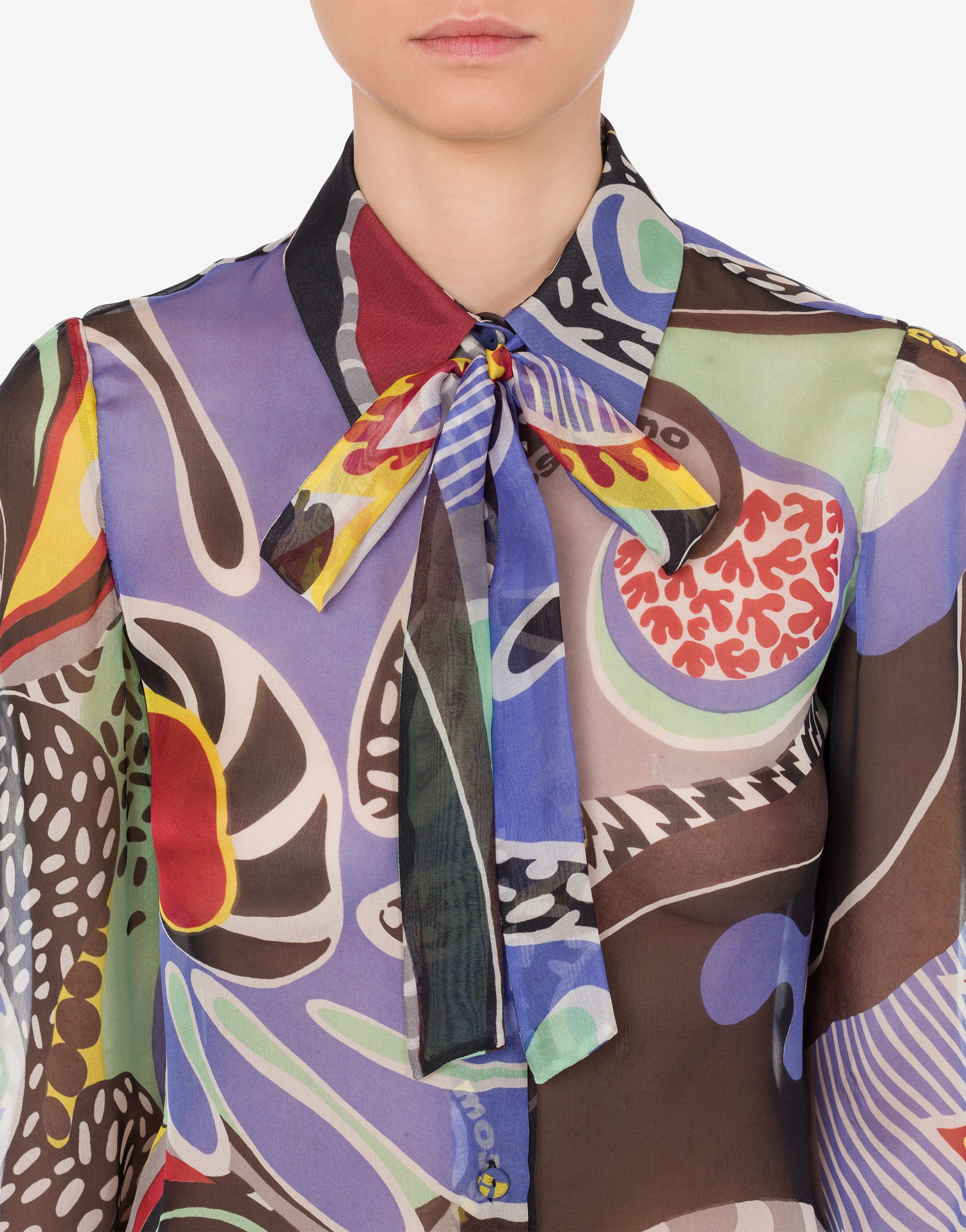 PSYCHEDELIC PRINT CHIFFON SHIRT - 4